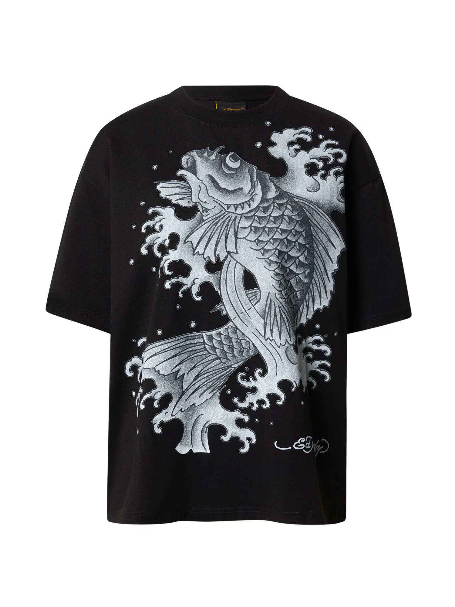 Ed Hardy Tricou 'Jumping Koi' gri / gri deschis / negru - Pled.ro