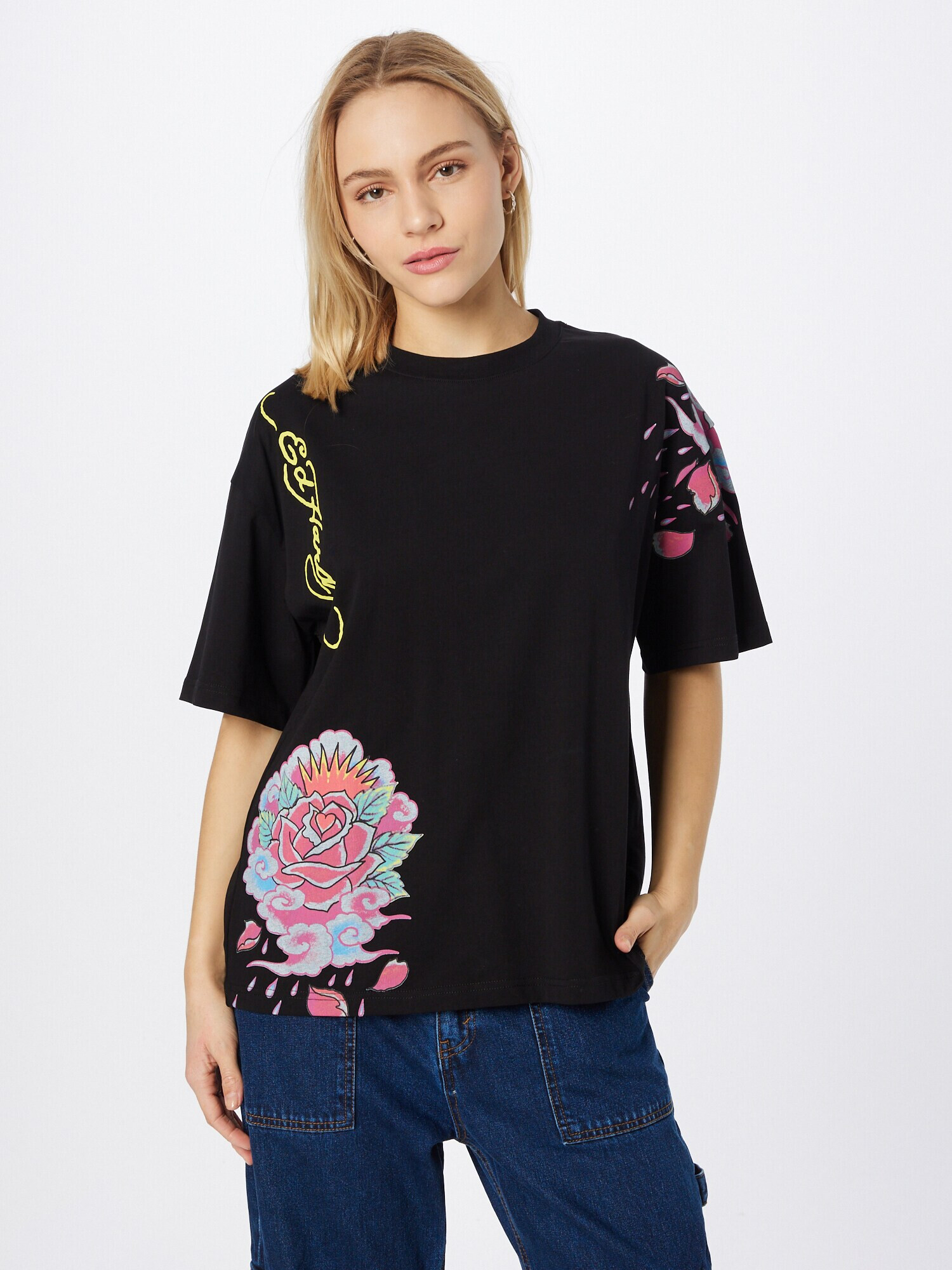 Ed Hardy Tricou 'Raining Roses' mai multe culori / negru - Pled.ro