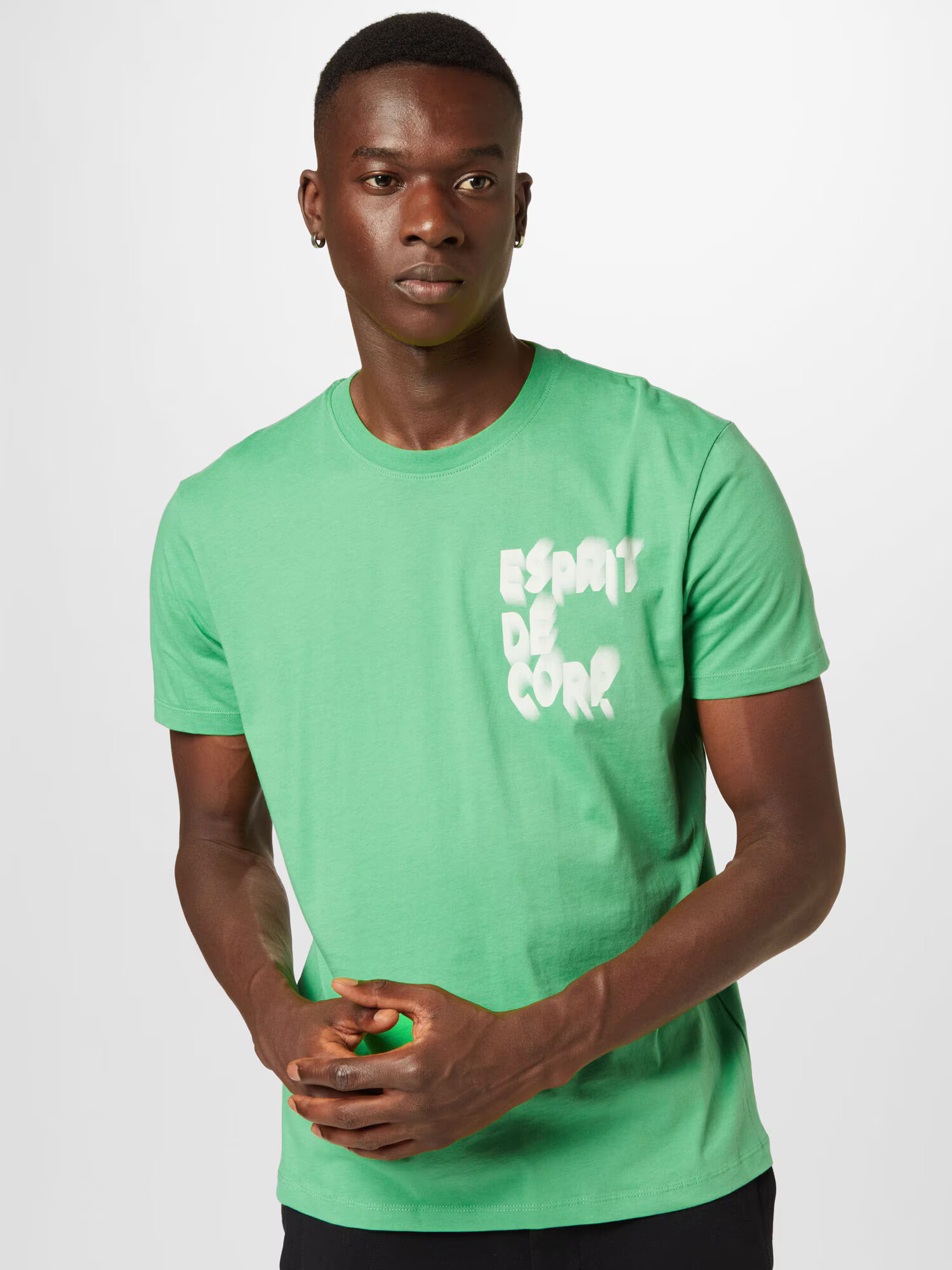 ESPRIT Tricou verde / alb - Pled.ro