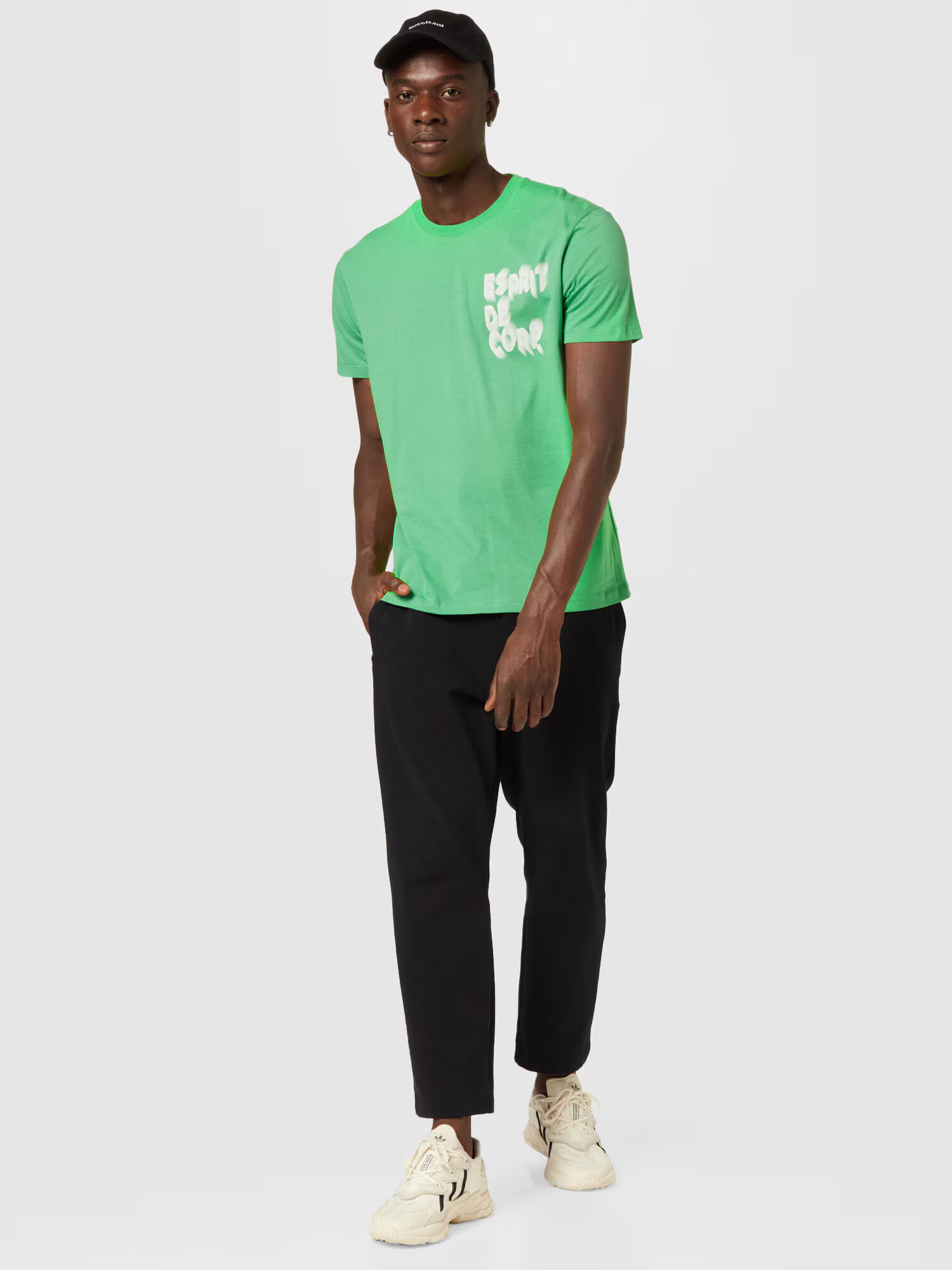 ESPRIT Tricou verde / alb - Pled.ro