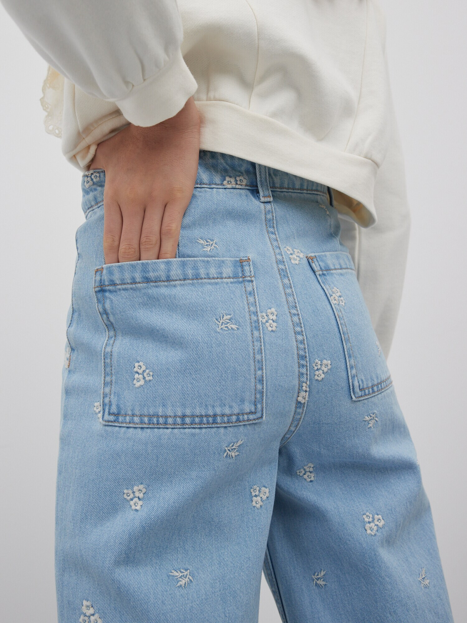 EDITED Jeans 'Chrissy' albastru denim / alb - Pled.ro