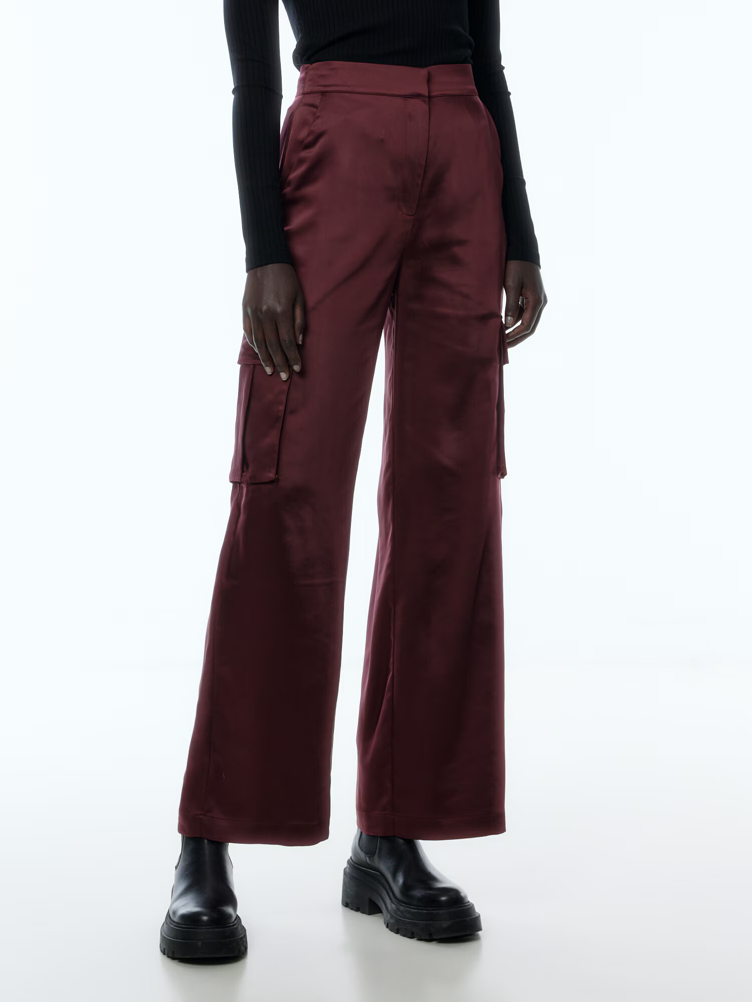 EDITED Pantaloni 'Malena' roșu burgundy - Pled.ro