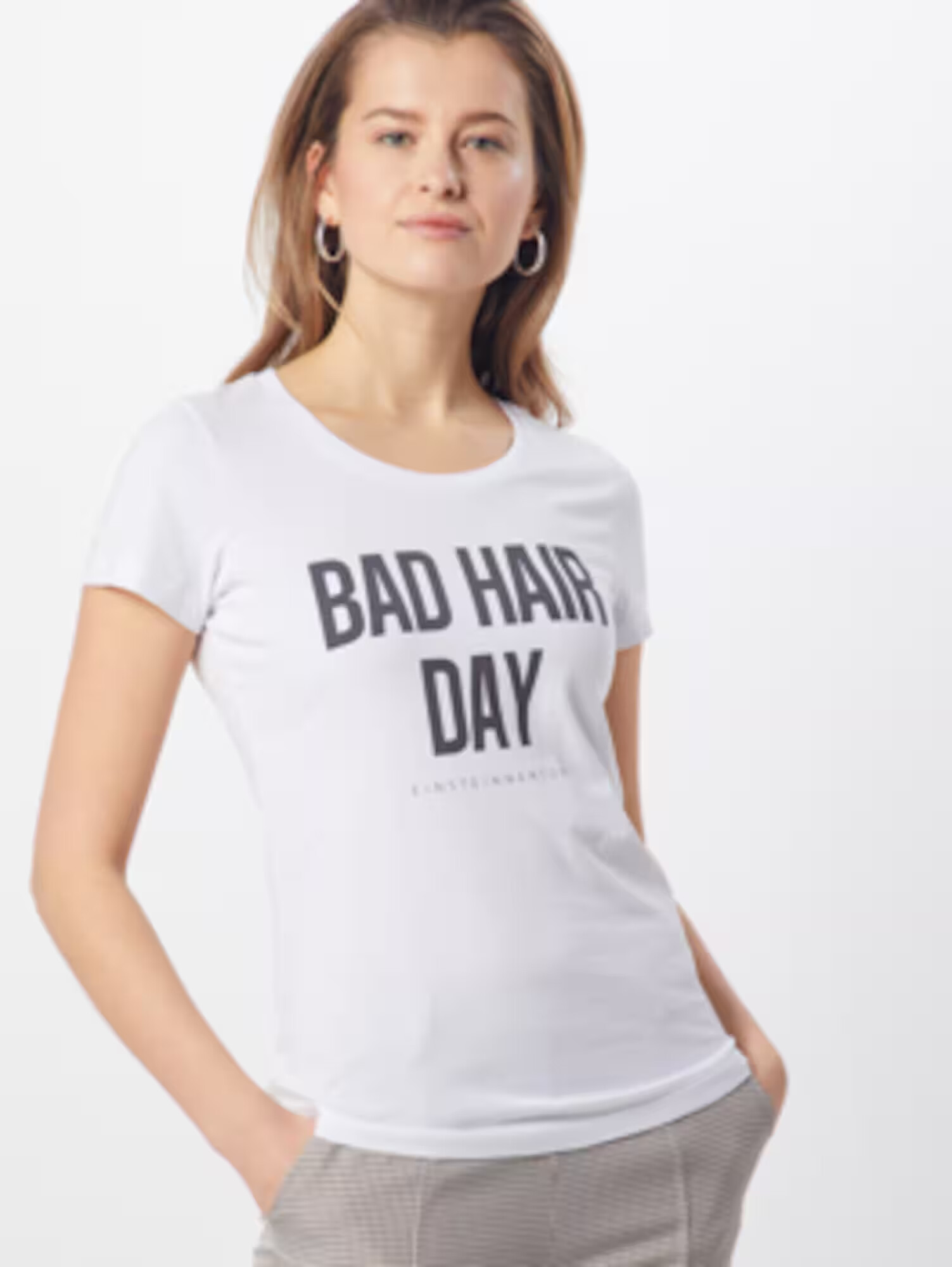 EINSTEIN & NEWTON Tricou 'bad hair day' negru / alb - Pled.ro