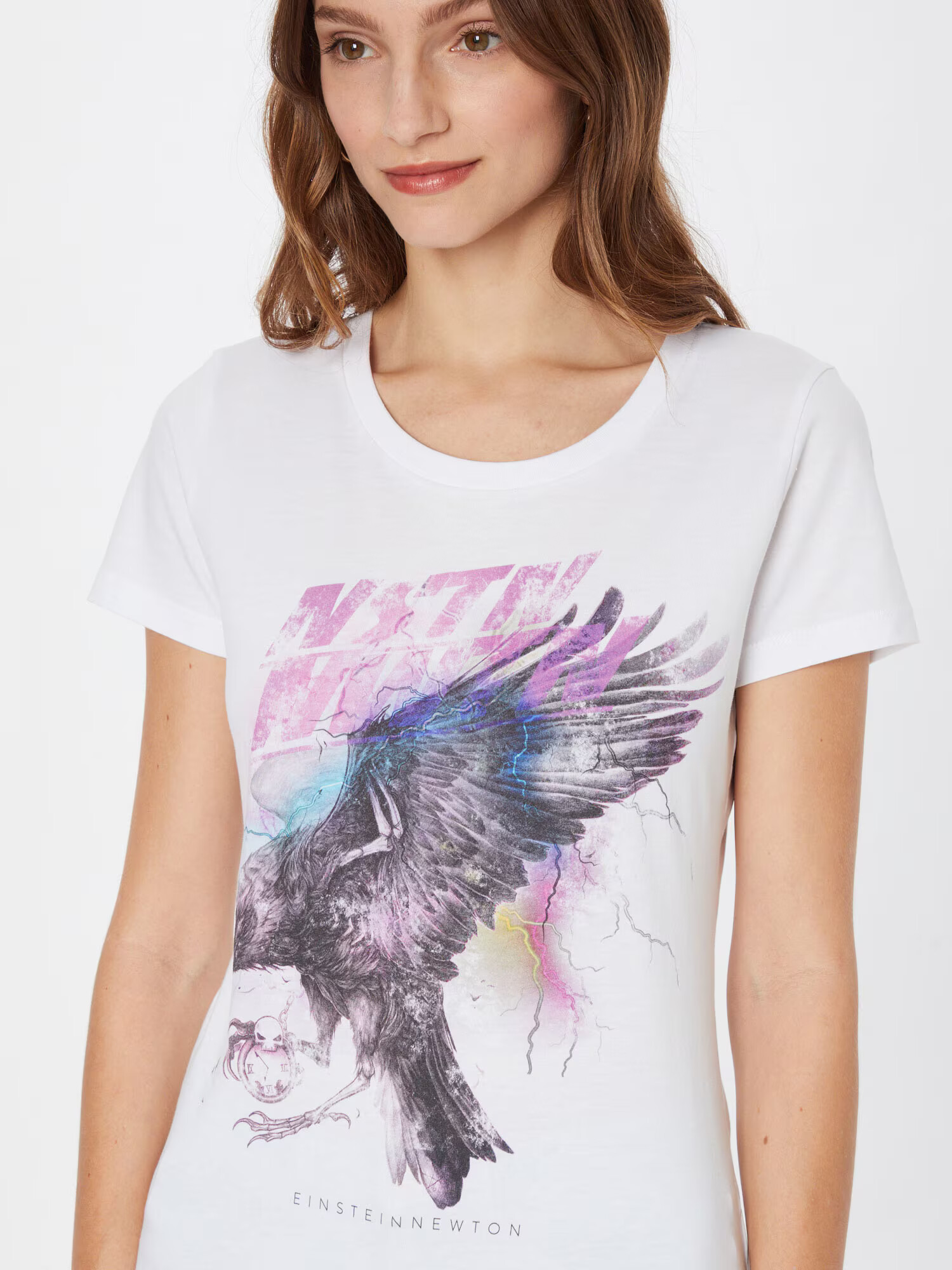 EINSTEIN & NEWTON Tricou 'Crow Time' lila / alb - Pled.ro