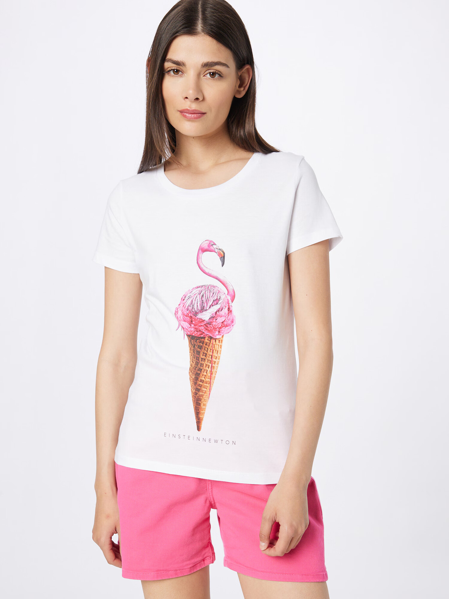 EINSTEIN & NEWTON Tricou 'Flamingo Ice' maro / castaniu / roz / roz închis / alb - Pled.ro