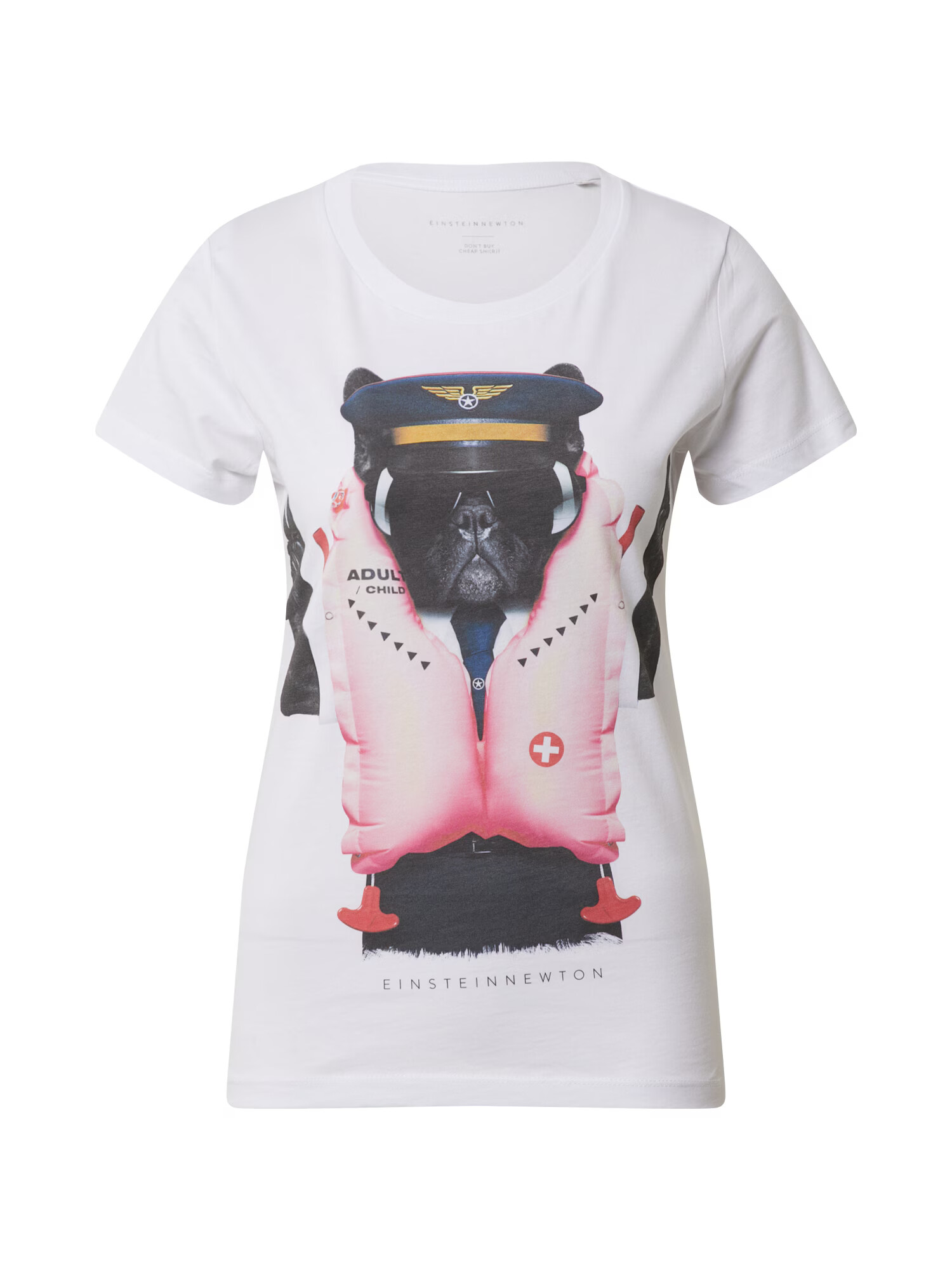 EINSTEIN & NEWTON Tricou 'Fly Dog' roz / negru / alb - Pled.ro