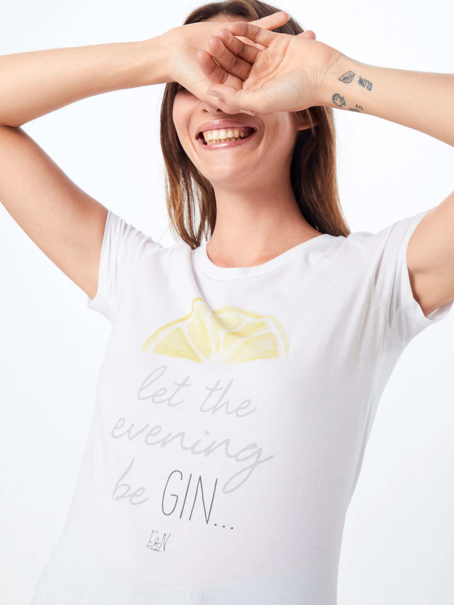 EINSTEIN & NEWTON Tricou 'Gin' galben / alb - Pled.ro