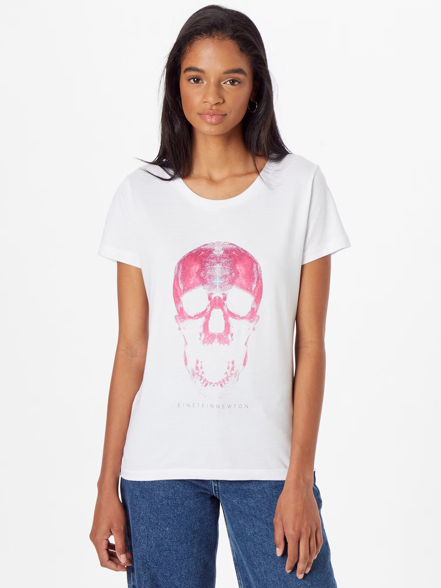 EINSTEIN & NEWTON Tricou 'Light Skull' roz / alb - Pled.ro