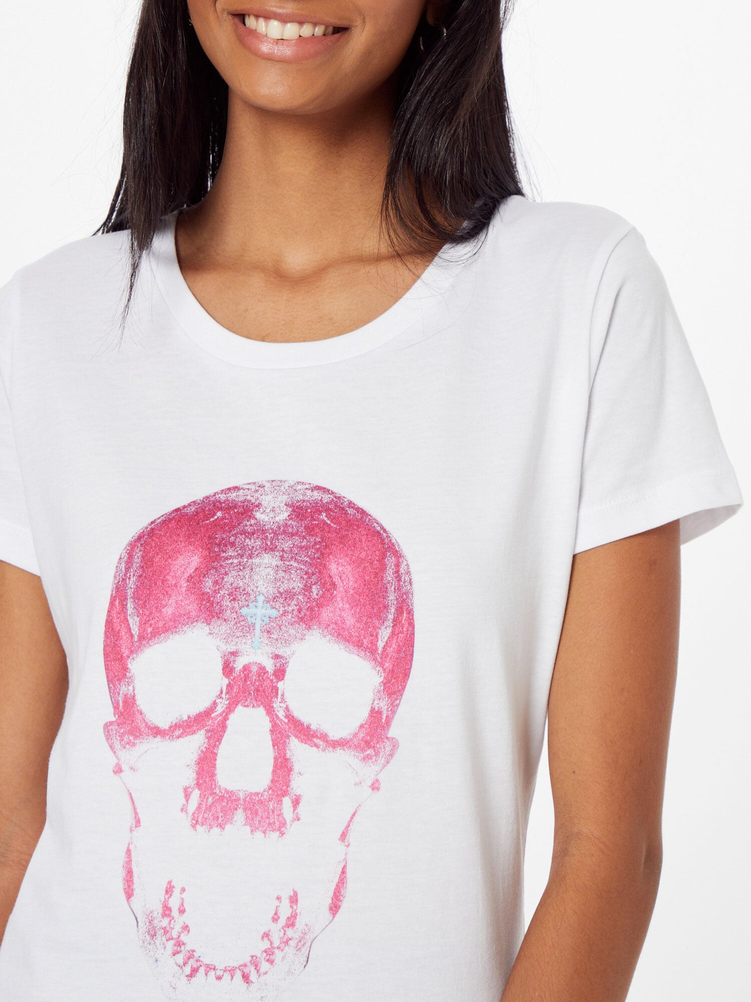 EINSTEIN & NEWTON Tricou 'Light Skull' roz / alb - Pled.ro