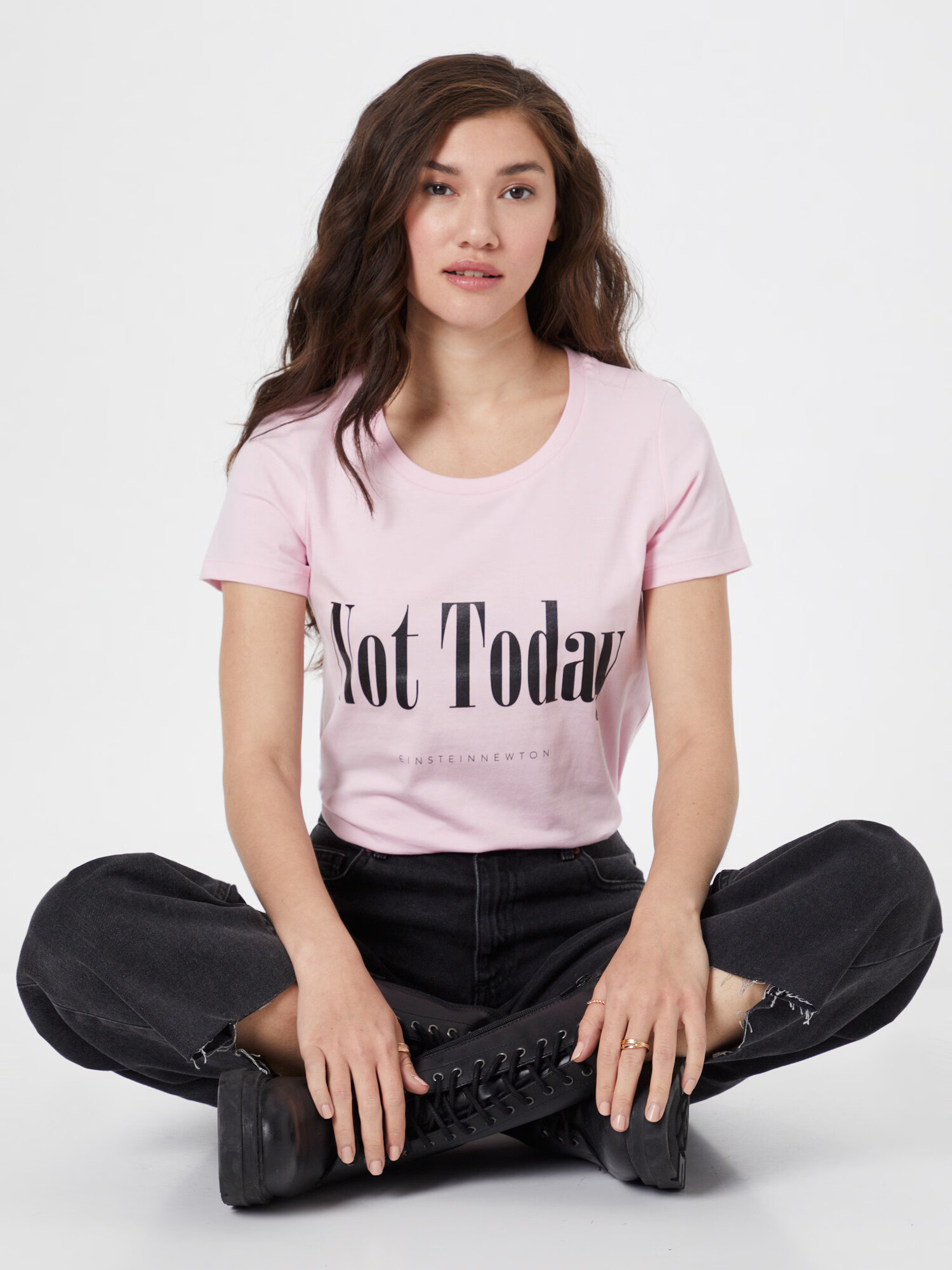 EINSTEIN & NEWTON Tricou 'Not Today' roz / negru - Pled.ro