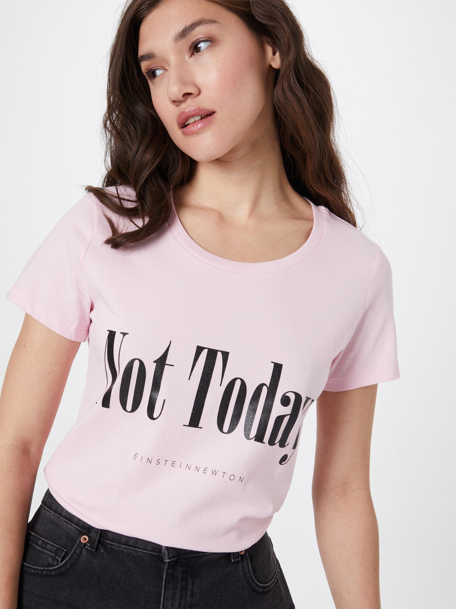 EINSTEIN & NEWTON Tricou 'Not Today' roz / negru - Pled.ro