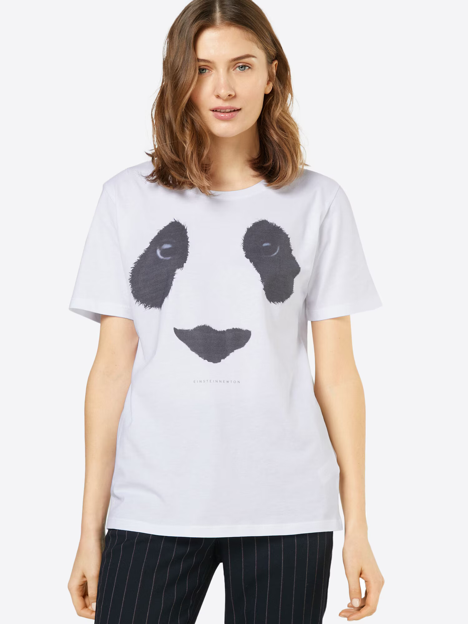 EINSTEIN & NEWTON Tricou 'Panda Eyes Paxton' gri închis / alb - Pled.ro