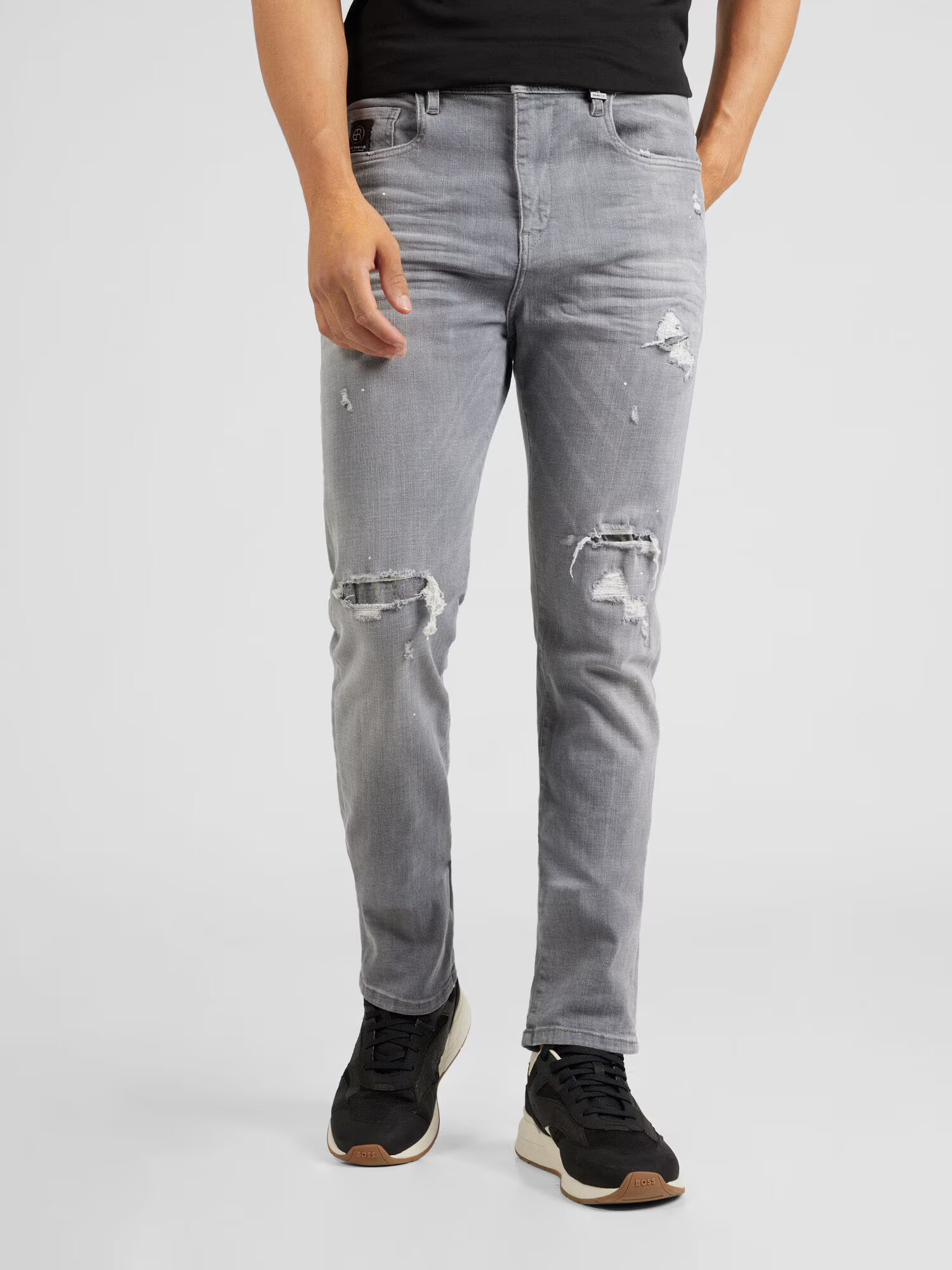 Elias Rumelis Jeans 'Zaven' gri denim / negru / alb - Pled.ro