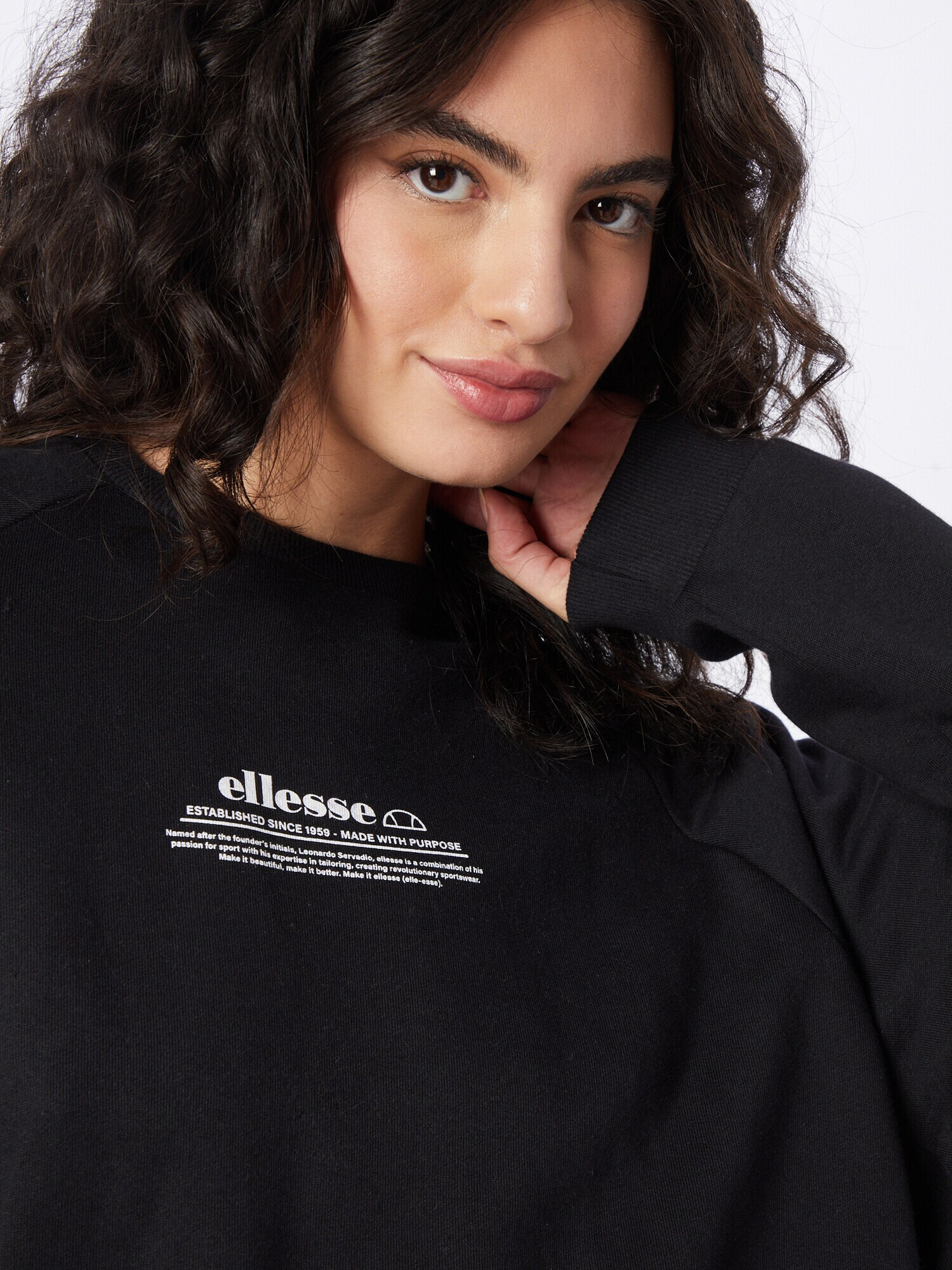 ELLESSE Bluză de molton 'Favaretto' negru / alb - Pled.ro