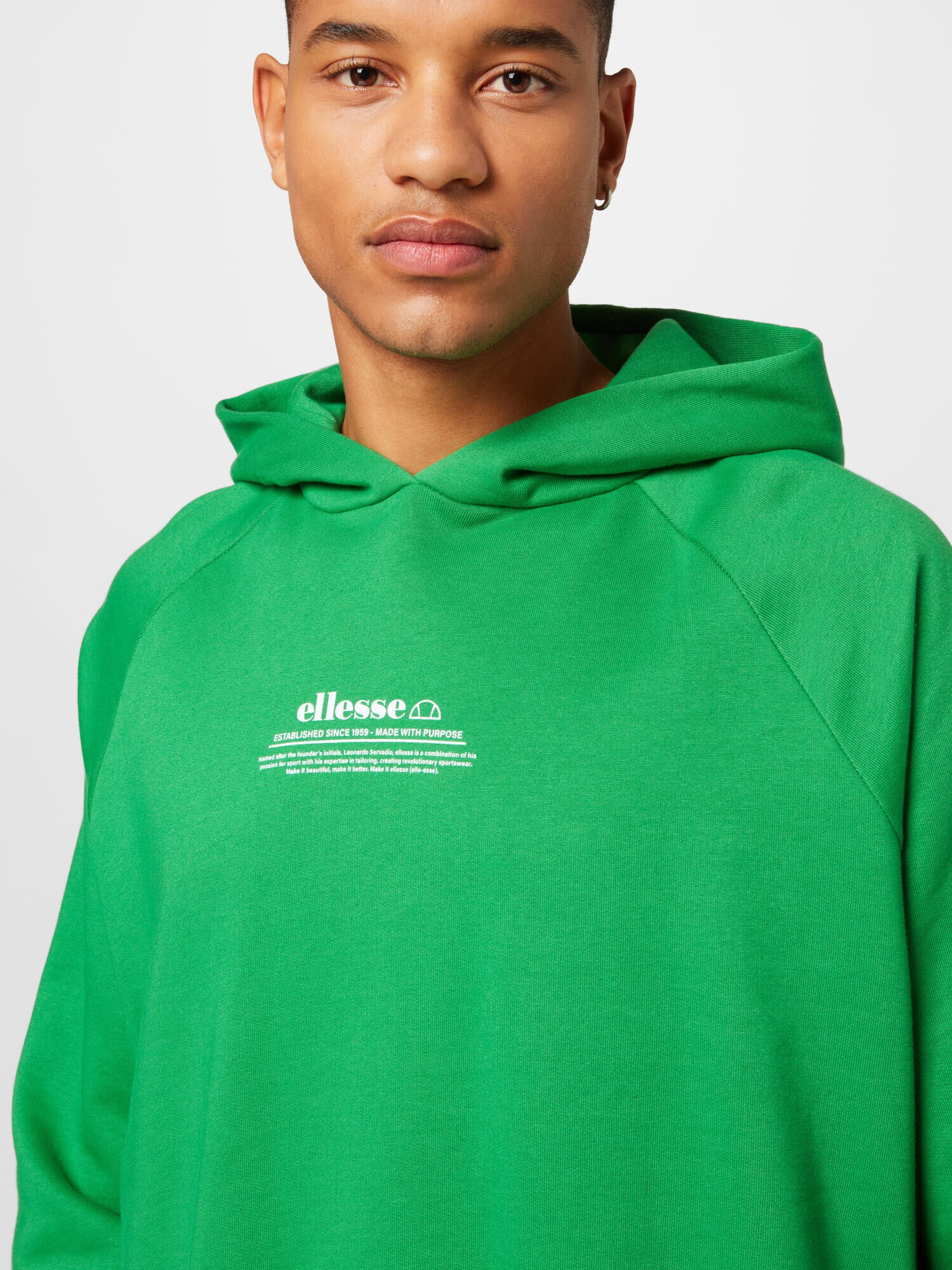 ELLESSE Bluză de molton 'Giordano' verde iarbă / alb - Pled.ro