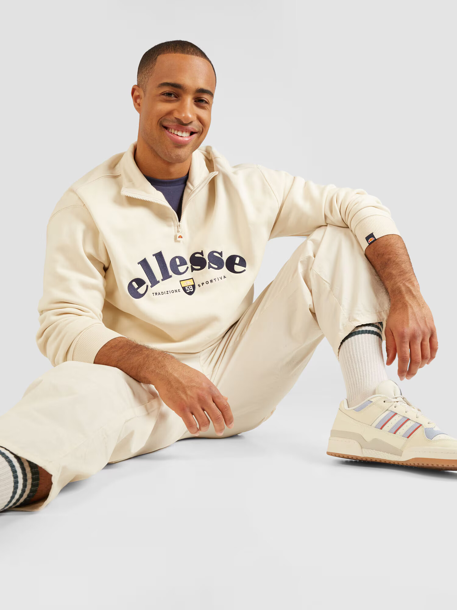 ELLESSE Bluză de molton 'Roane' bleumarin / alb murdar - Pled.ro