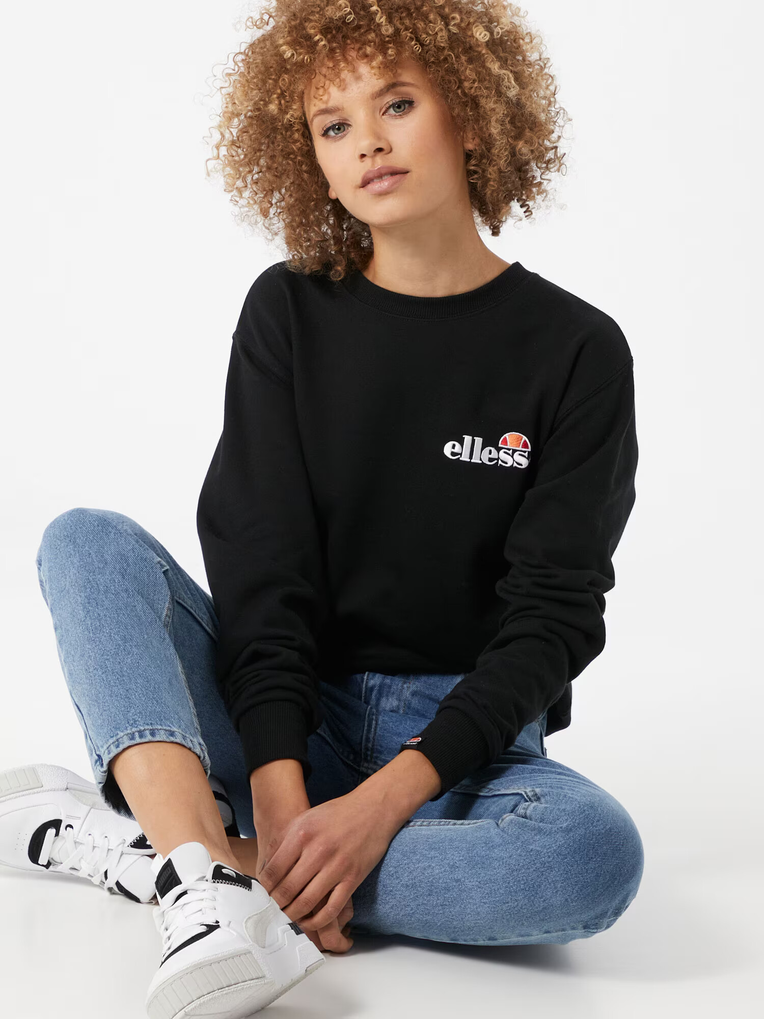 ELLESSE Bluză de molton 'TRIOME' negru / alb - Pled.ro