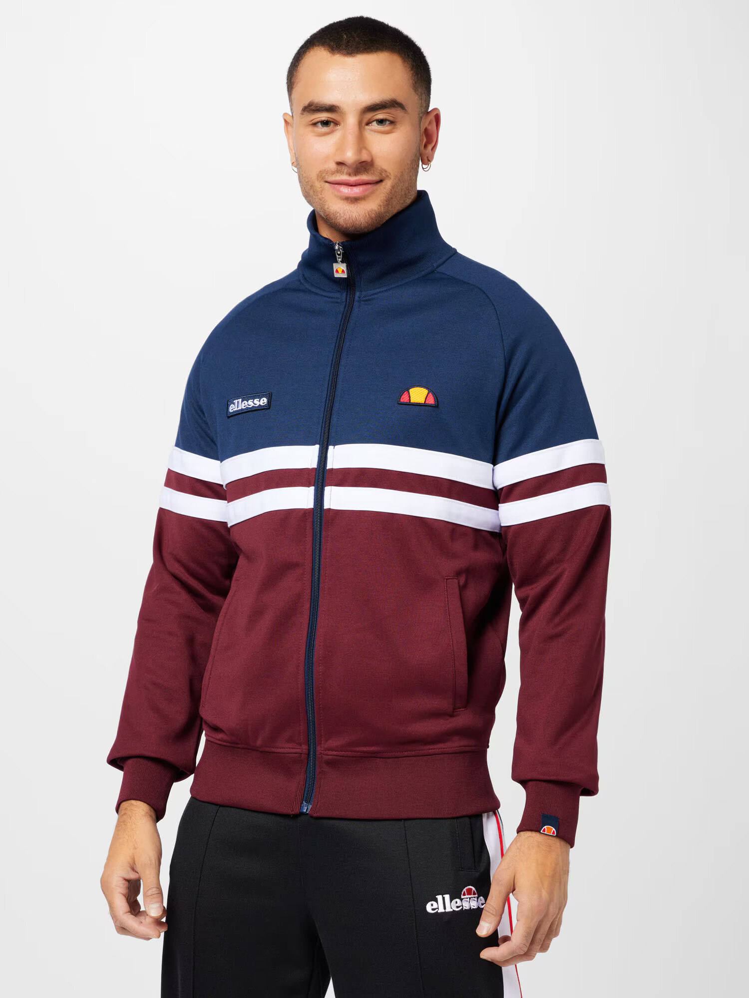 ELLESSE Hanorac 'Rimini' bleumarin / portocaliu / roșu burgundy / alb - Pled.ro