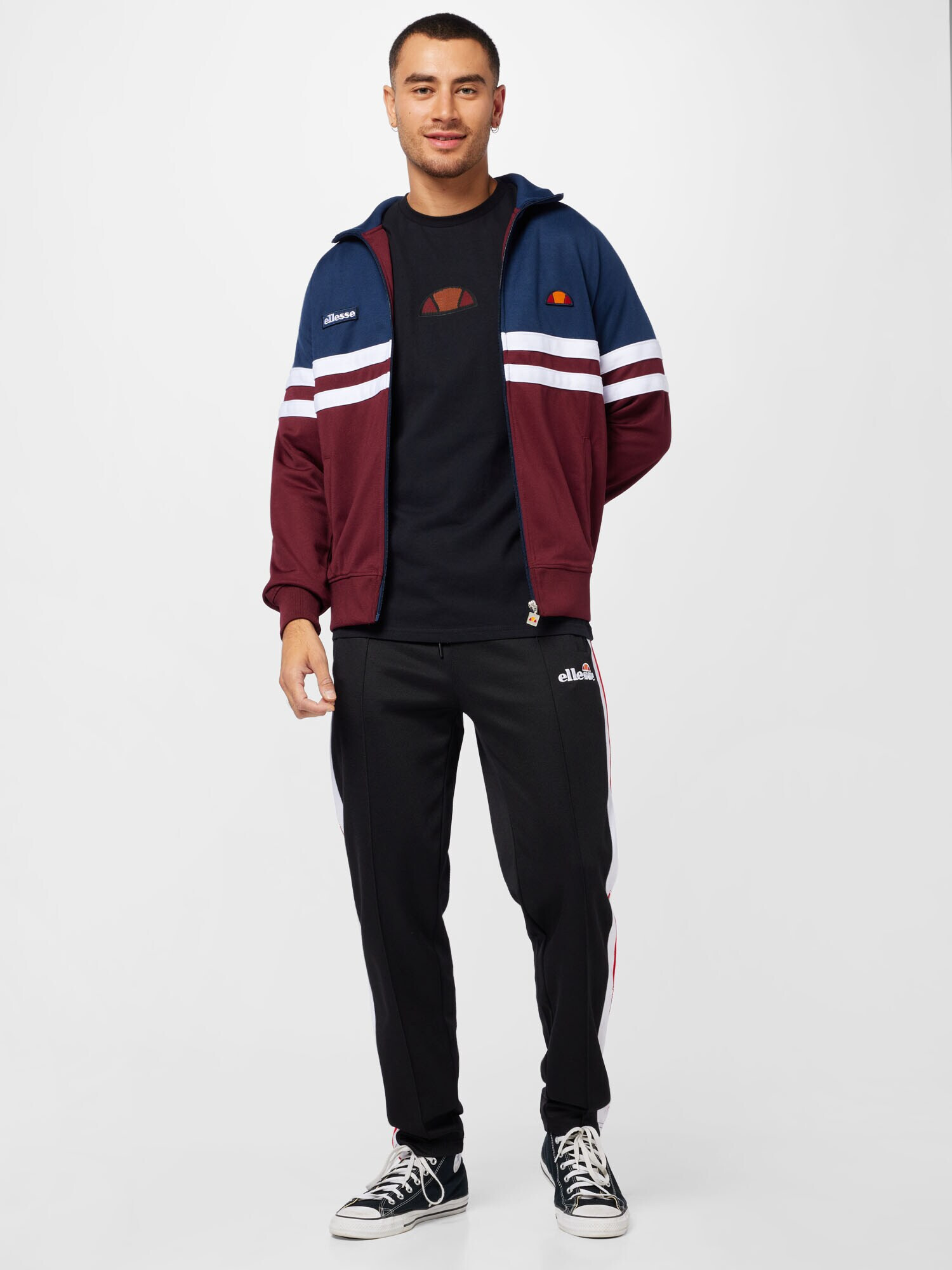 ELLESSE Hanorac 'Rimini' bleumarin / portocaliu / roșu burgundy / alb - Pled.ro