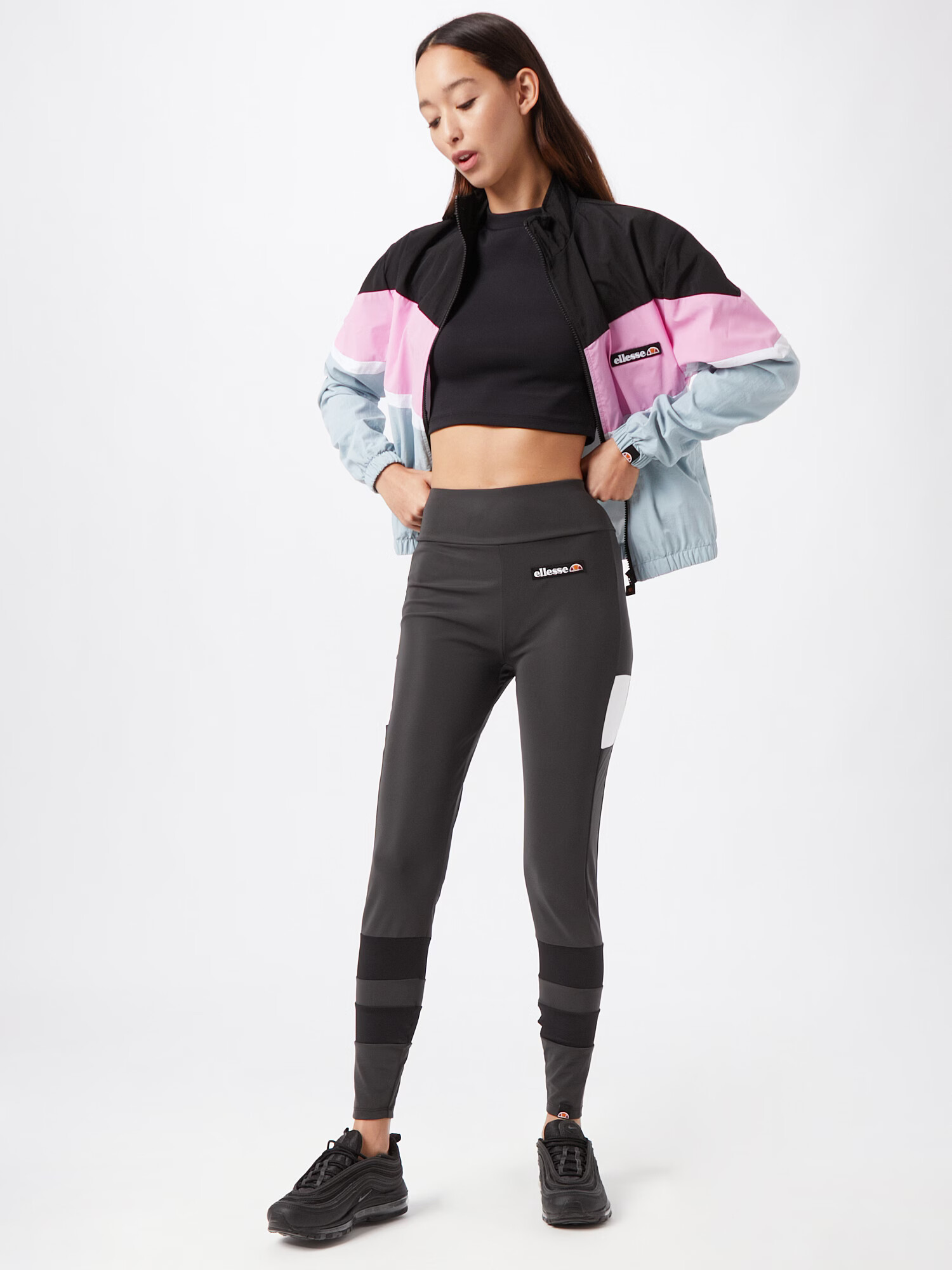 ELLESSE Leggings 'Perezi' gri închis / negru / alb - Pled.ro