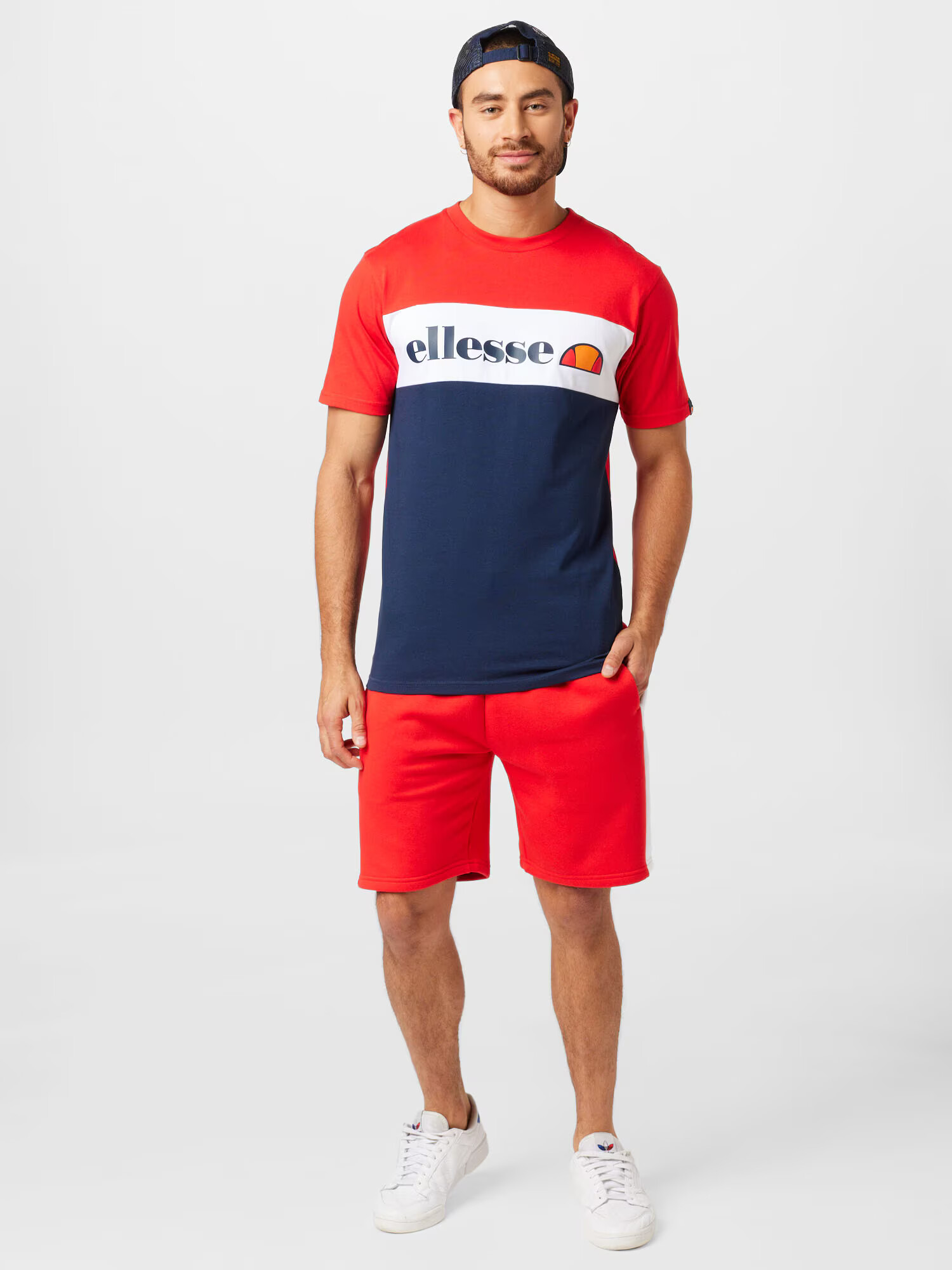 ELLESSE Pantaloni 'Bratani' bleumarin / roșu / alb - Pled.ro