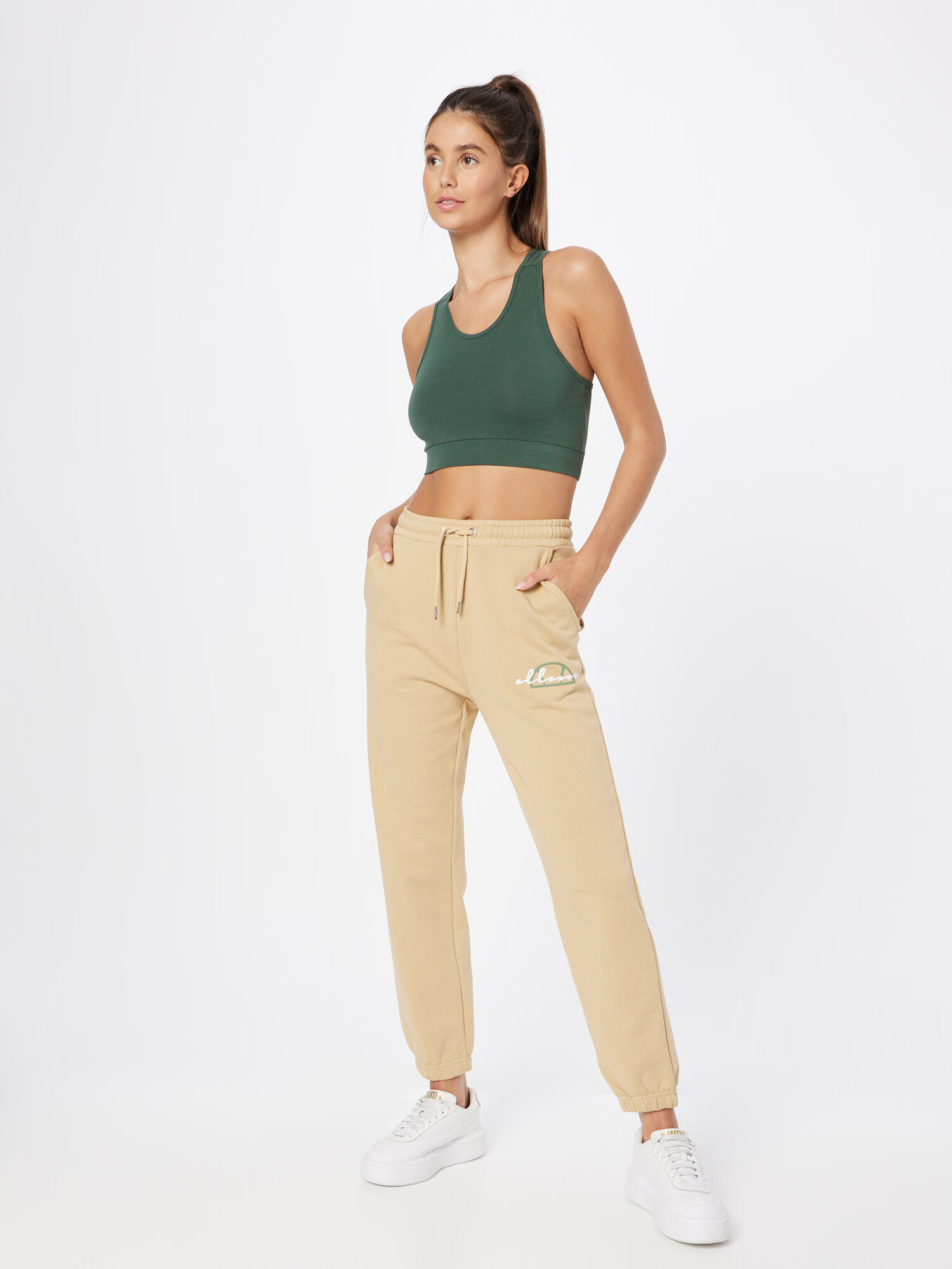 ELLESSE Pantaloni 'Jeva' maro deschis / verde măr / alb - Pled.ro