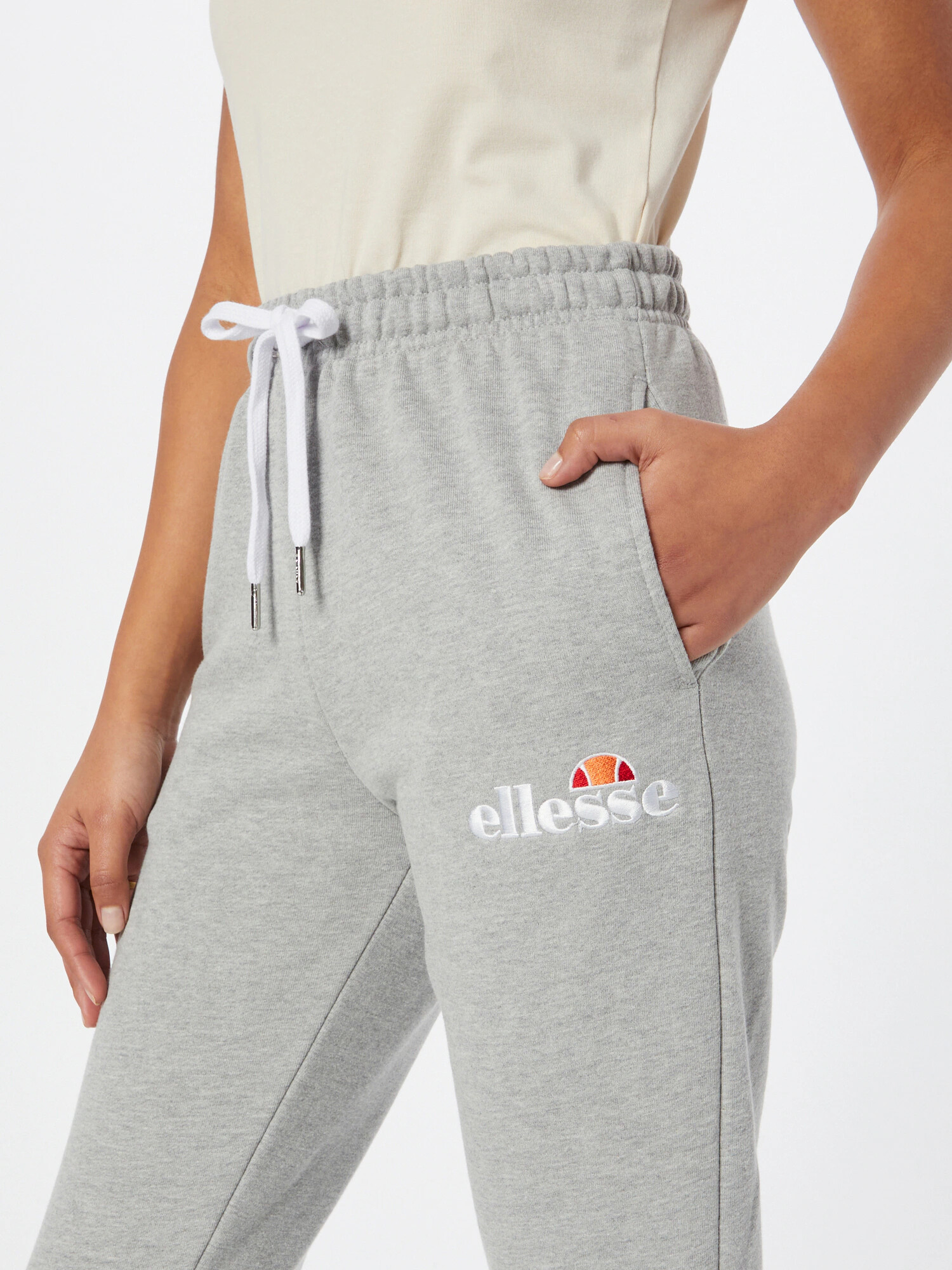 ELLESSE Pantaloni 'Noora' gri deschis / alb - Pled.ro