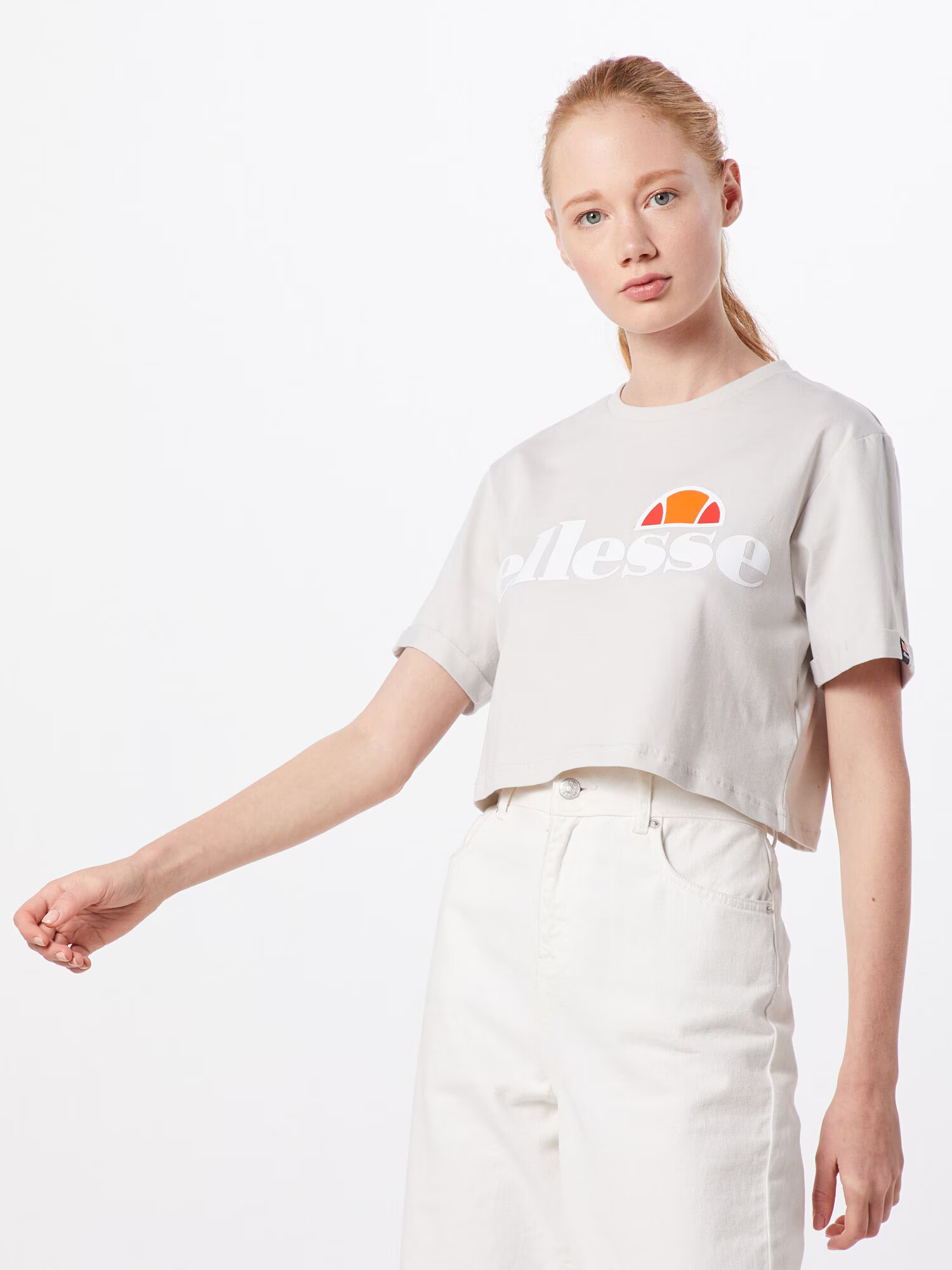 ELLESSE Tricou 'Alberta' gri deschis / portocaliu / roșu / alb - Pled.ro