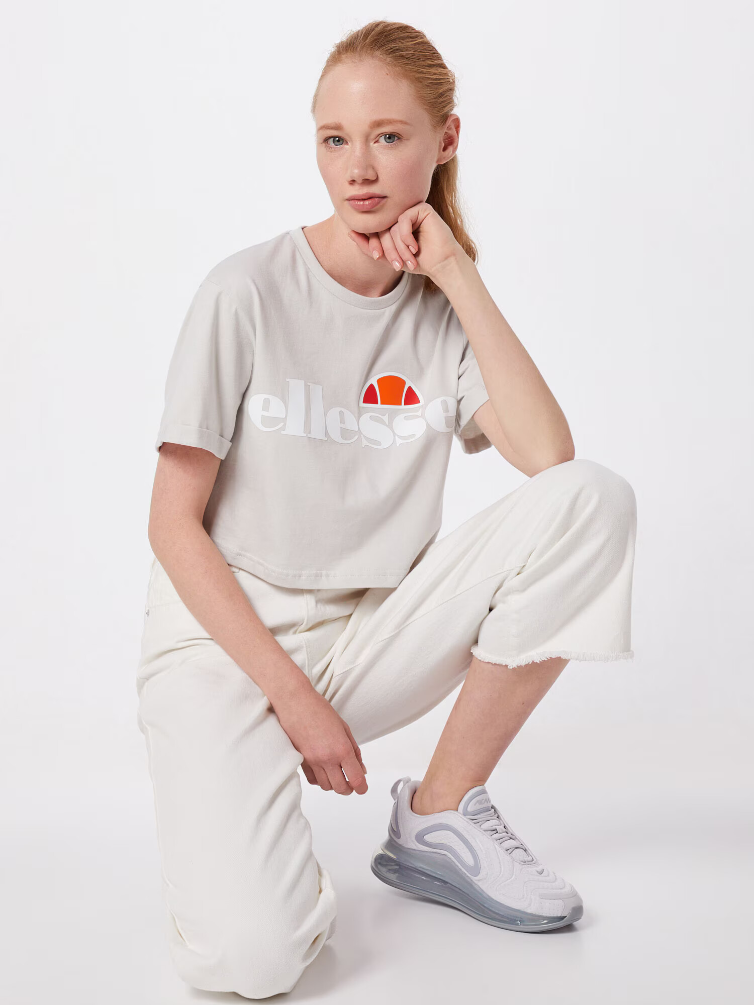 ELLESSE Tricou 'Alberta' gri deschis / portocaliu / roșu / alb - Pled.ro