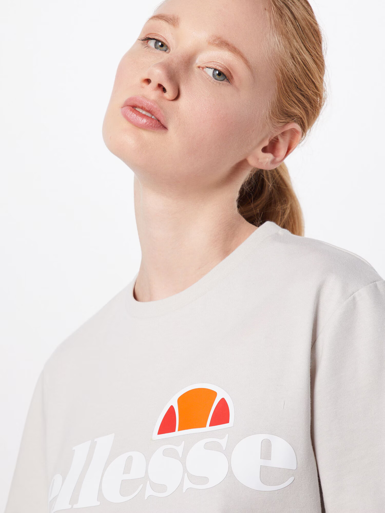 ELLESSE Tricou 'Alberta' gri deschis / portocaliu / roșu / alb - Pled.ro