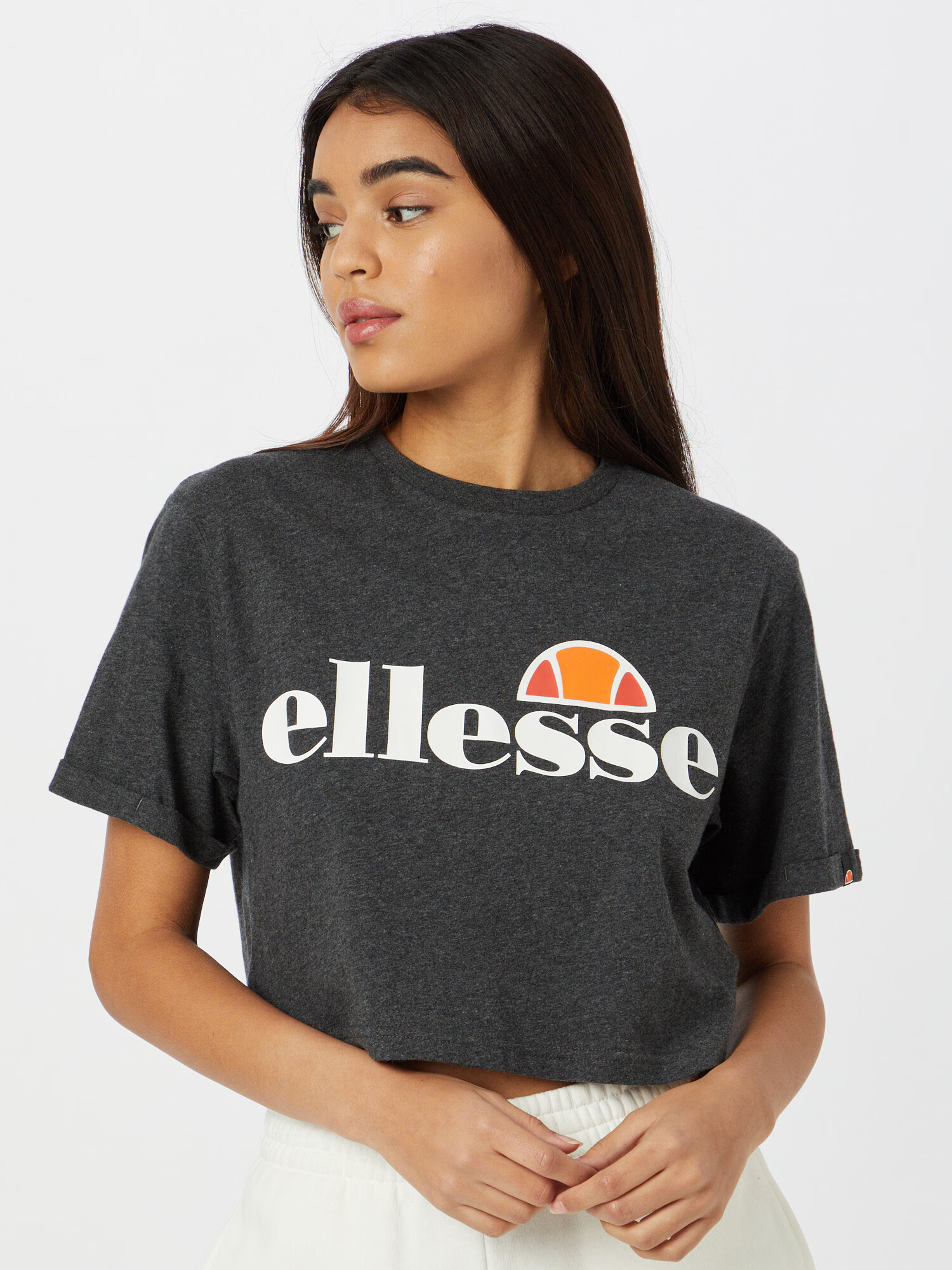 ELLESSE Tricou 'Alberta' gri închis / portocaliu / roșu / alb - Pled.ro