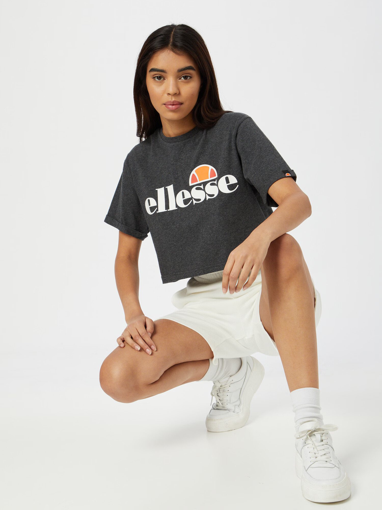 ELLESSE Tricou 'Alberta' gri închis / portocaliu / roșu / alb - Pled.ro