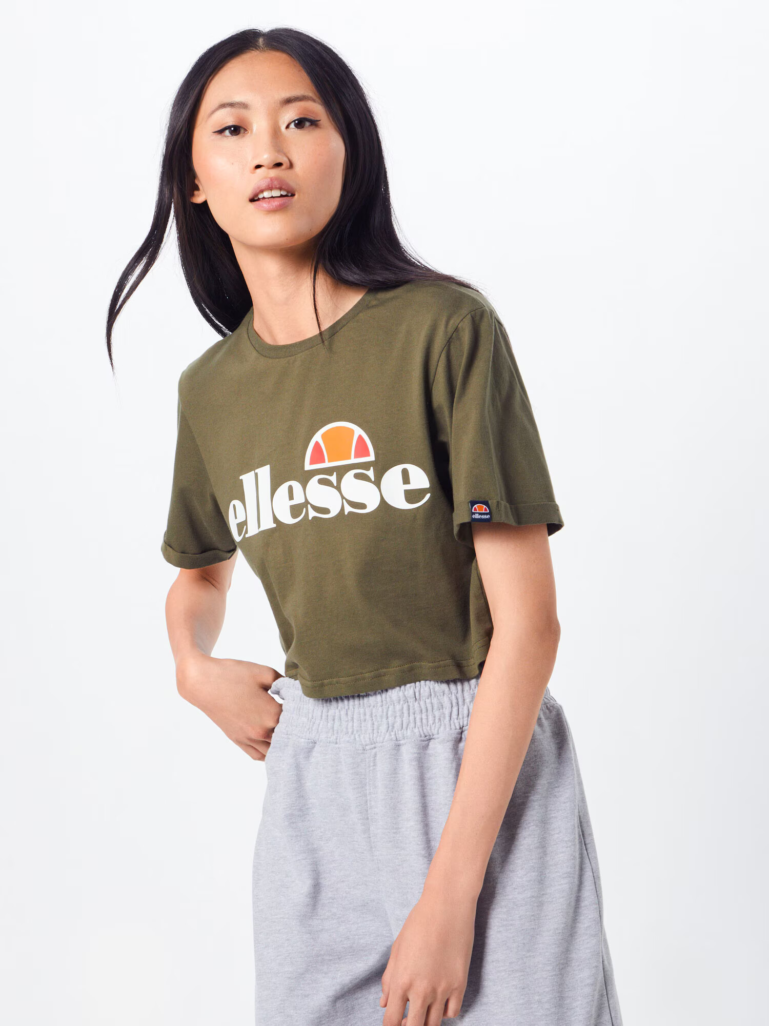 ELLESSE Tricou 'Alberta' kaki / portocaliu / roșu / alb - Pled.ro