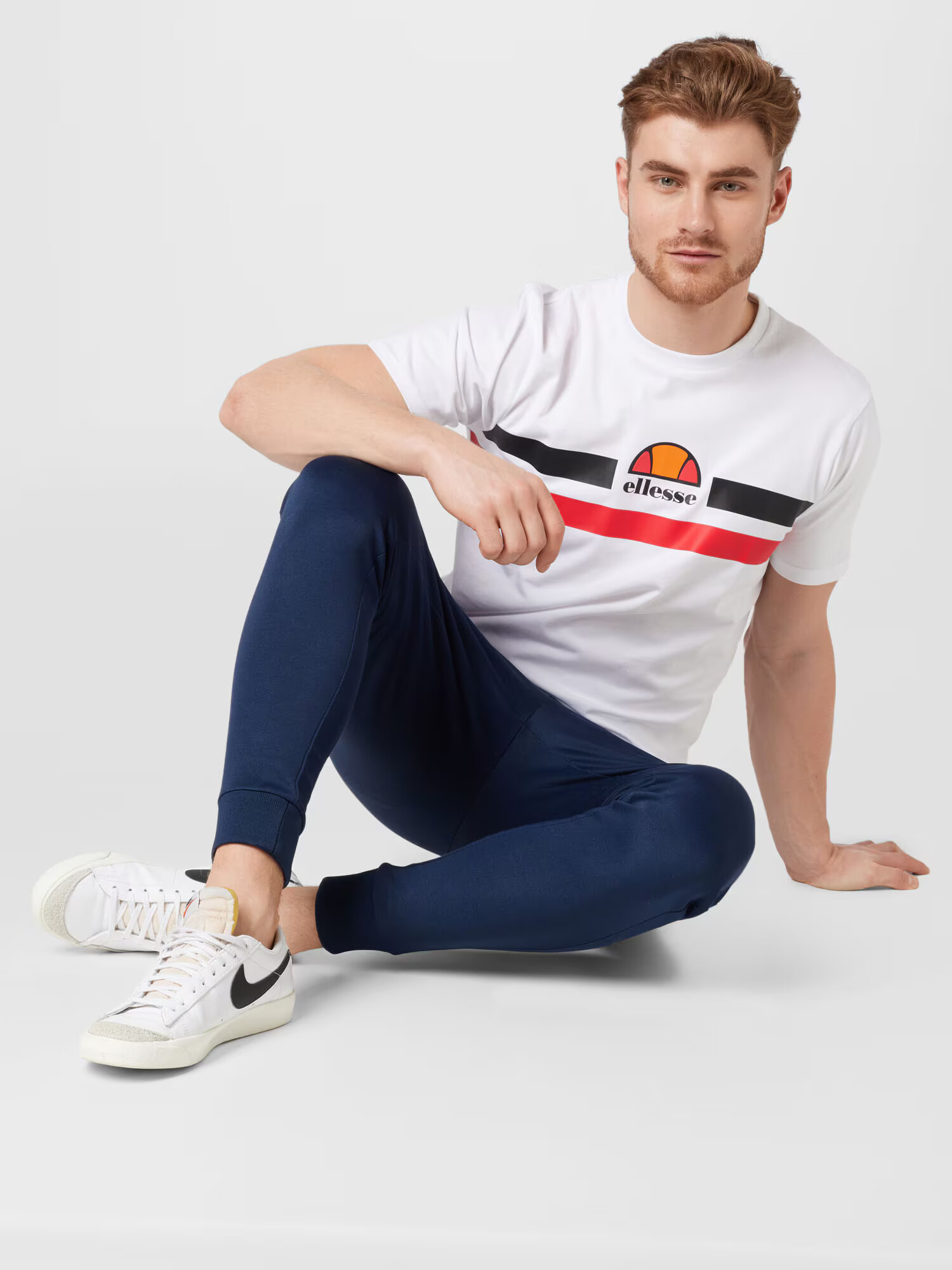 ELLESSE Tricou 'Aprel' albastru noapte / portocaliu / roșu / alb - Pled.ro