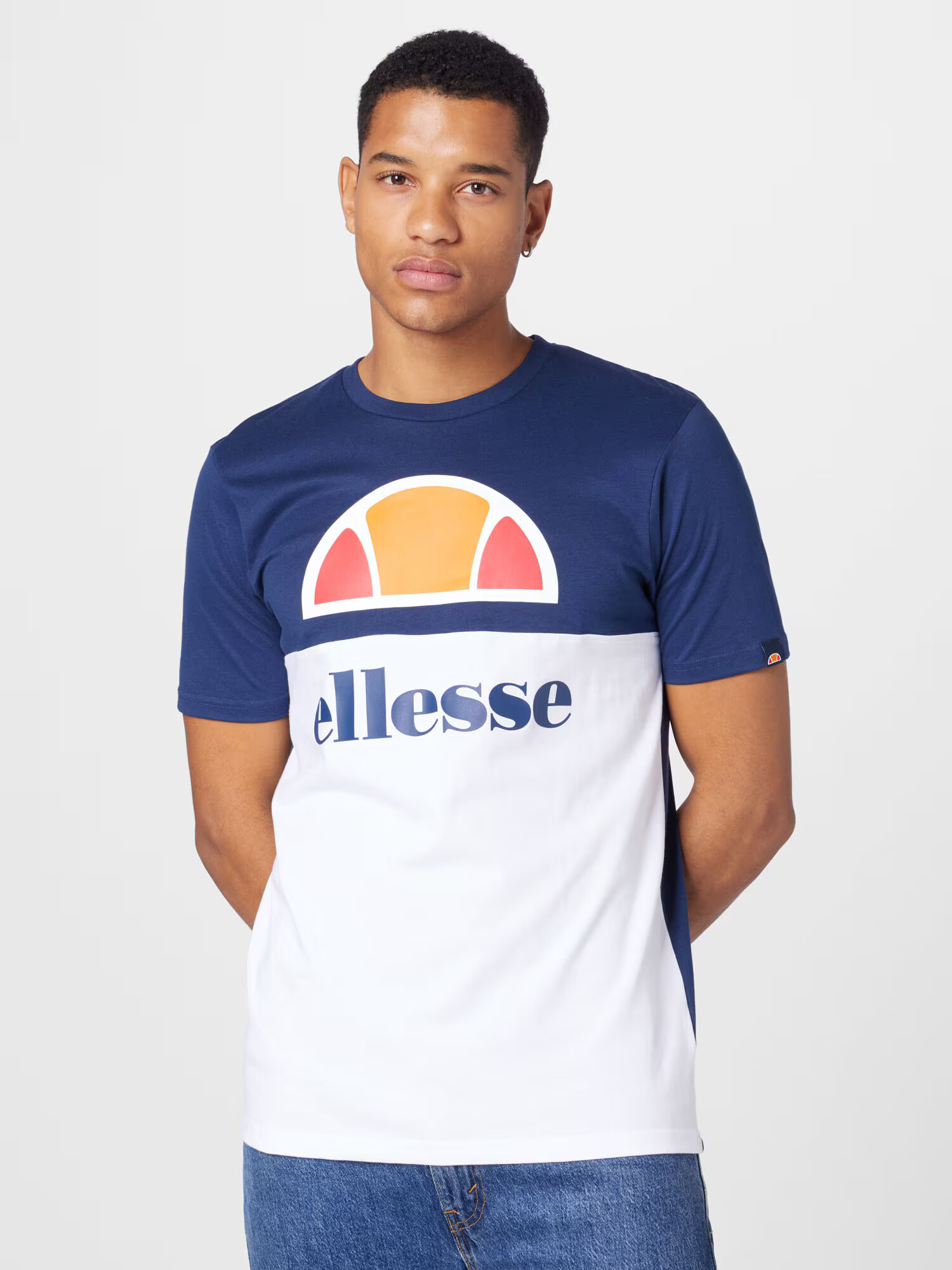 ELLESSE Tricou 'Arbatax' bleumarin / portocaliu / roșu deschis / alb - Pled.ro