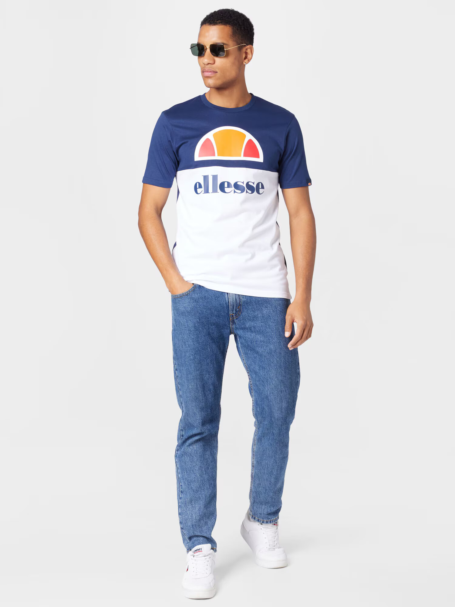 ELLESSE Tricou 'Arbatax' bleumarin / portocaliu / roșu deschis / alb - Pled.ro