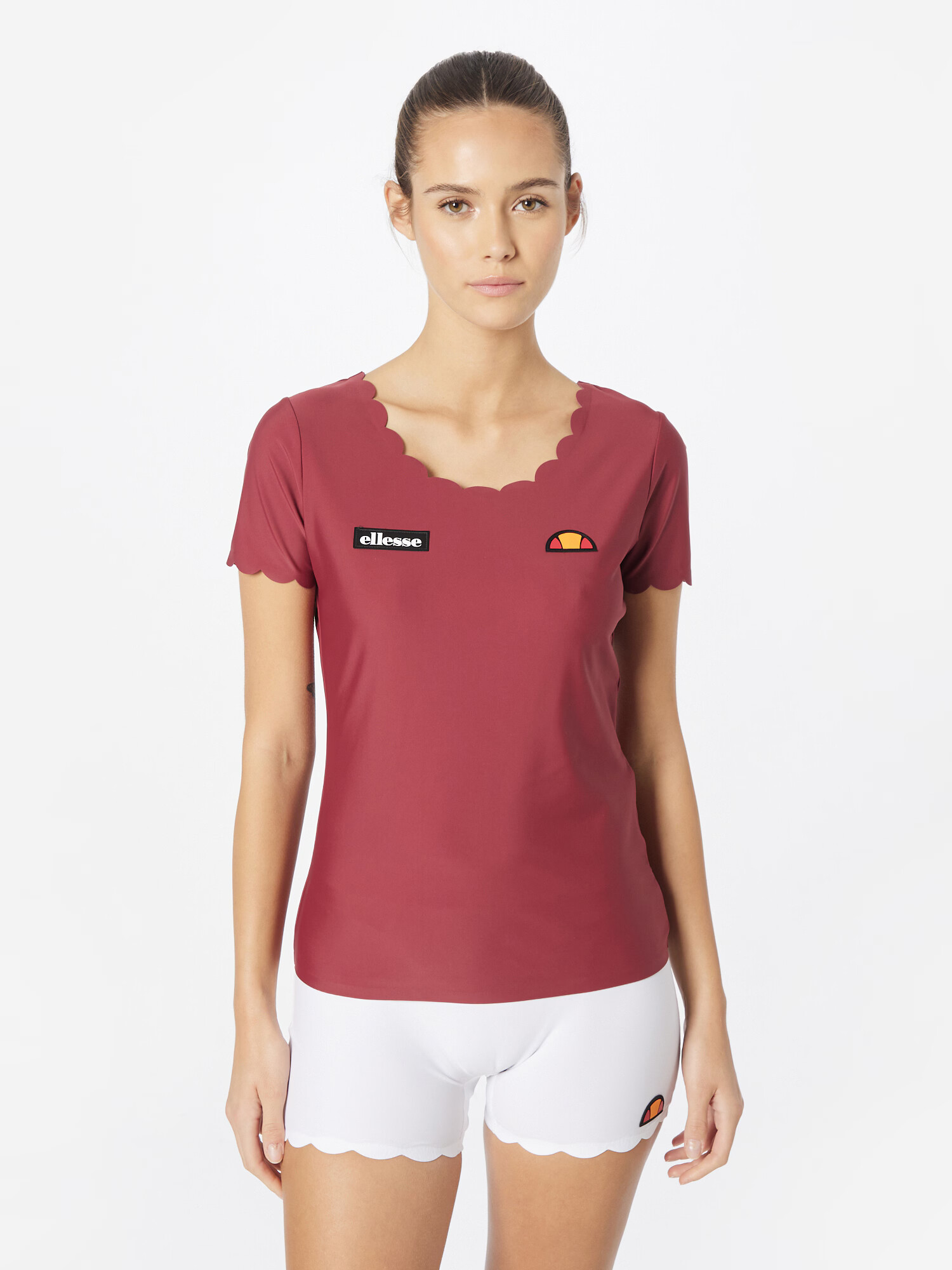 ELLESSE Tricou funcțional 'Evielyn' portocaliu / roșu burgundy / negru / alb - Pled.ro