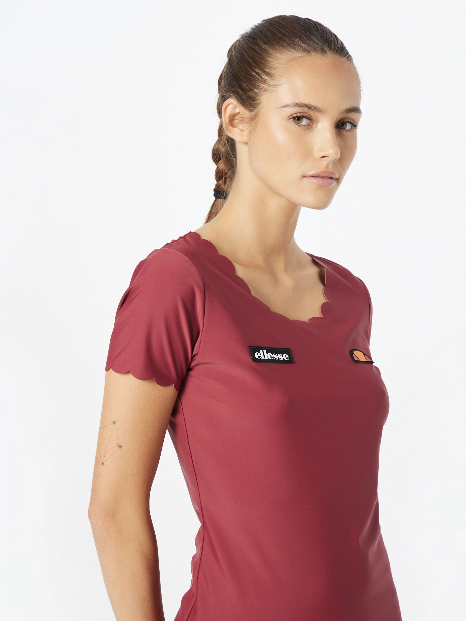 ELLESSE Tricou funcțional 'Evielyn' portocaliu / roșu burgundy / negru / alb - Pled.ro