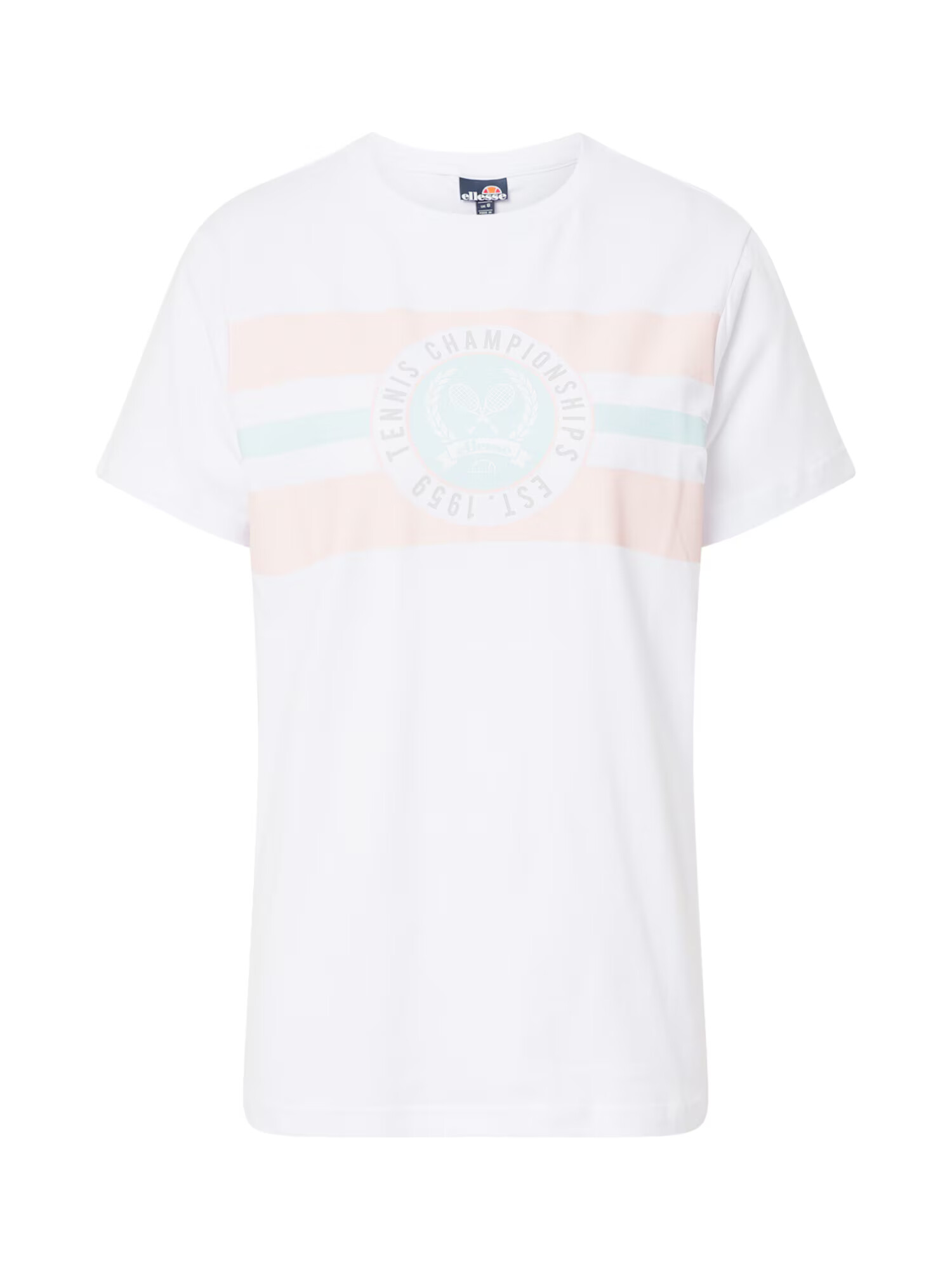 ELLESSE Tricou 'Maglie' gri fumuriu / verde jad / roz pal / alb - Pled.ro