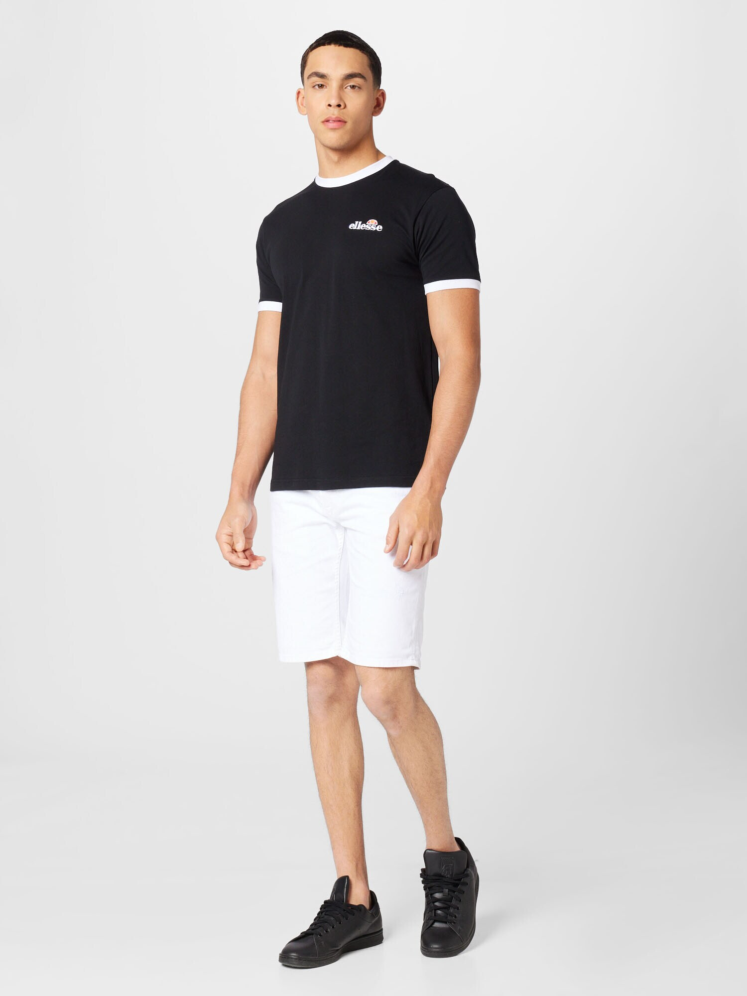 ELLESSE Tricou 'Meduno' negru / alb - Pled.ro