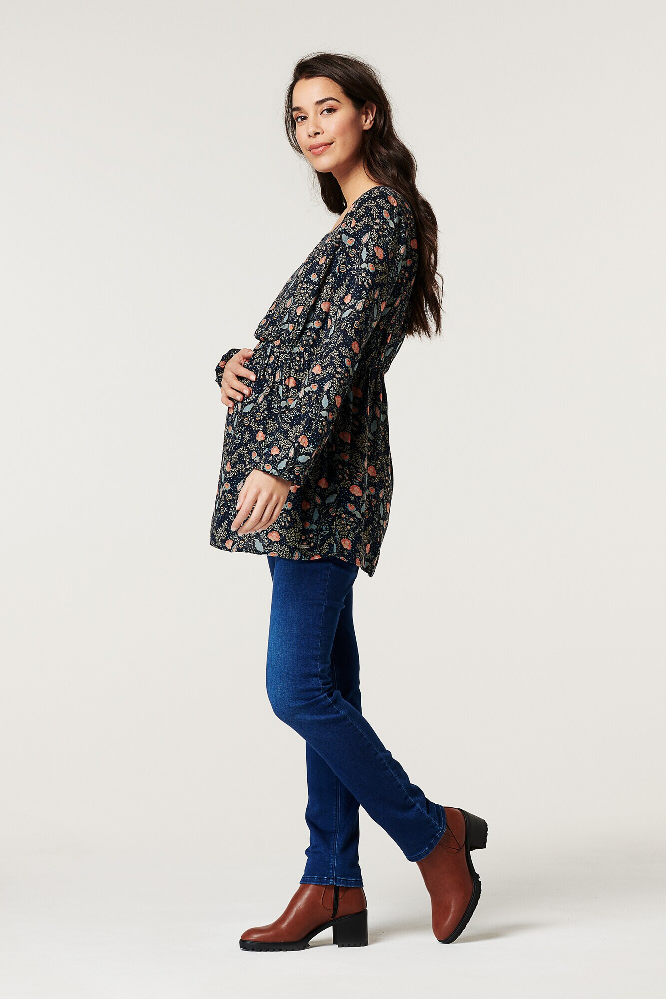 Esprit Maternity Bluză bej deschis / albastru noapte / opal / corai / roz - Pled.ro