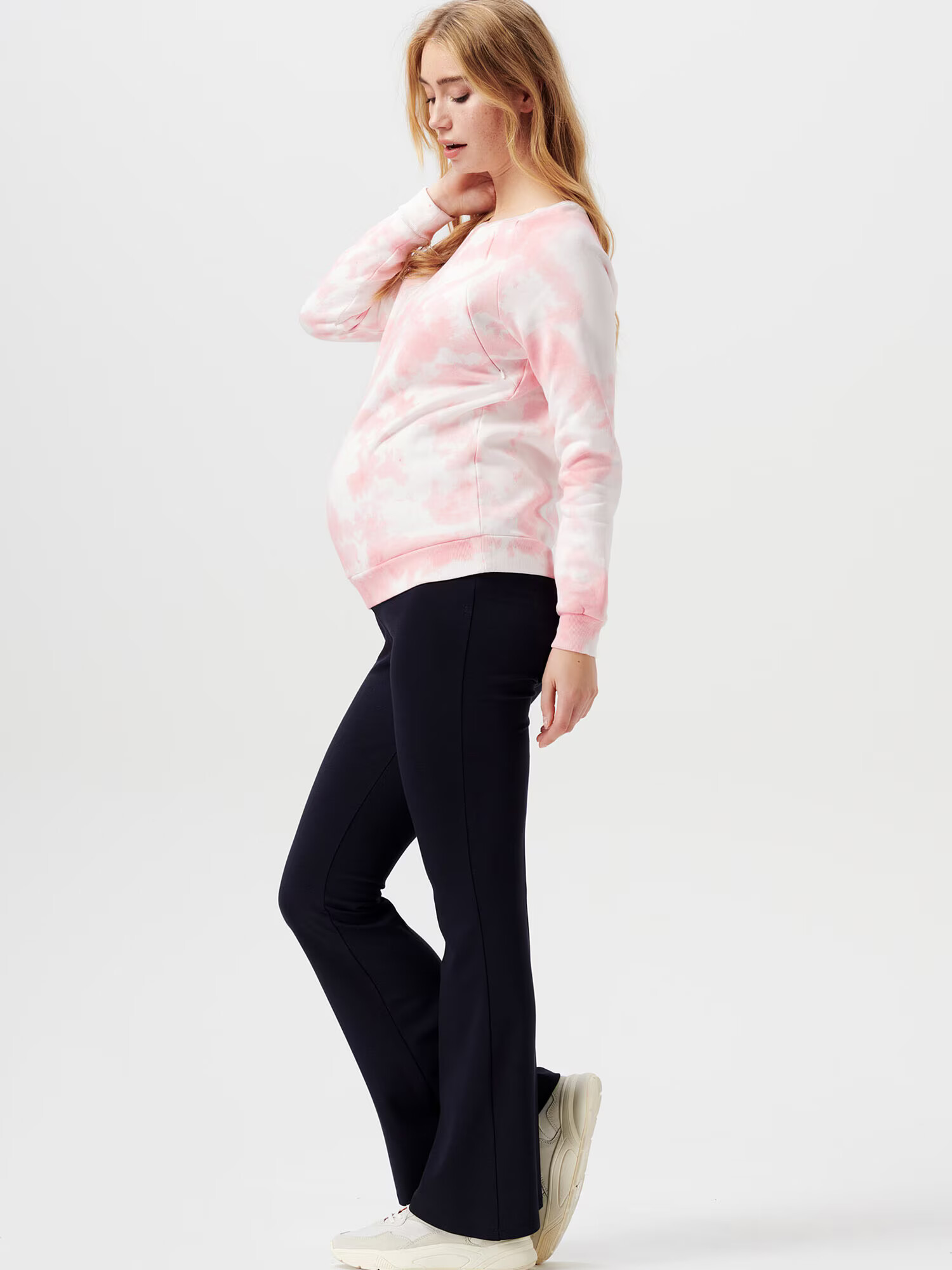 Esprit Maternity Bluză de molton roz deschis / alb - Pled.ro