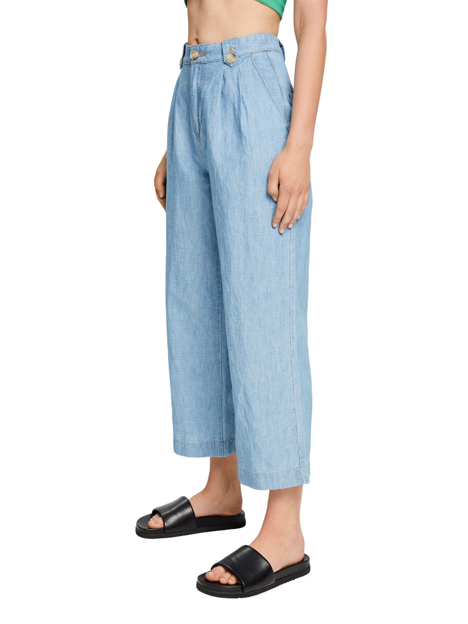 ESPRIT Pantaloni cu cute albastru denim - Pled.ro