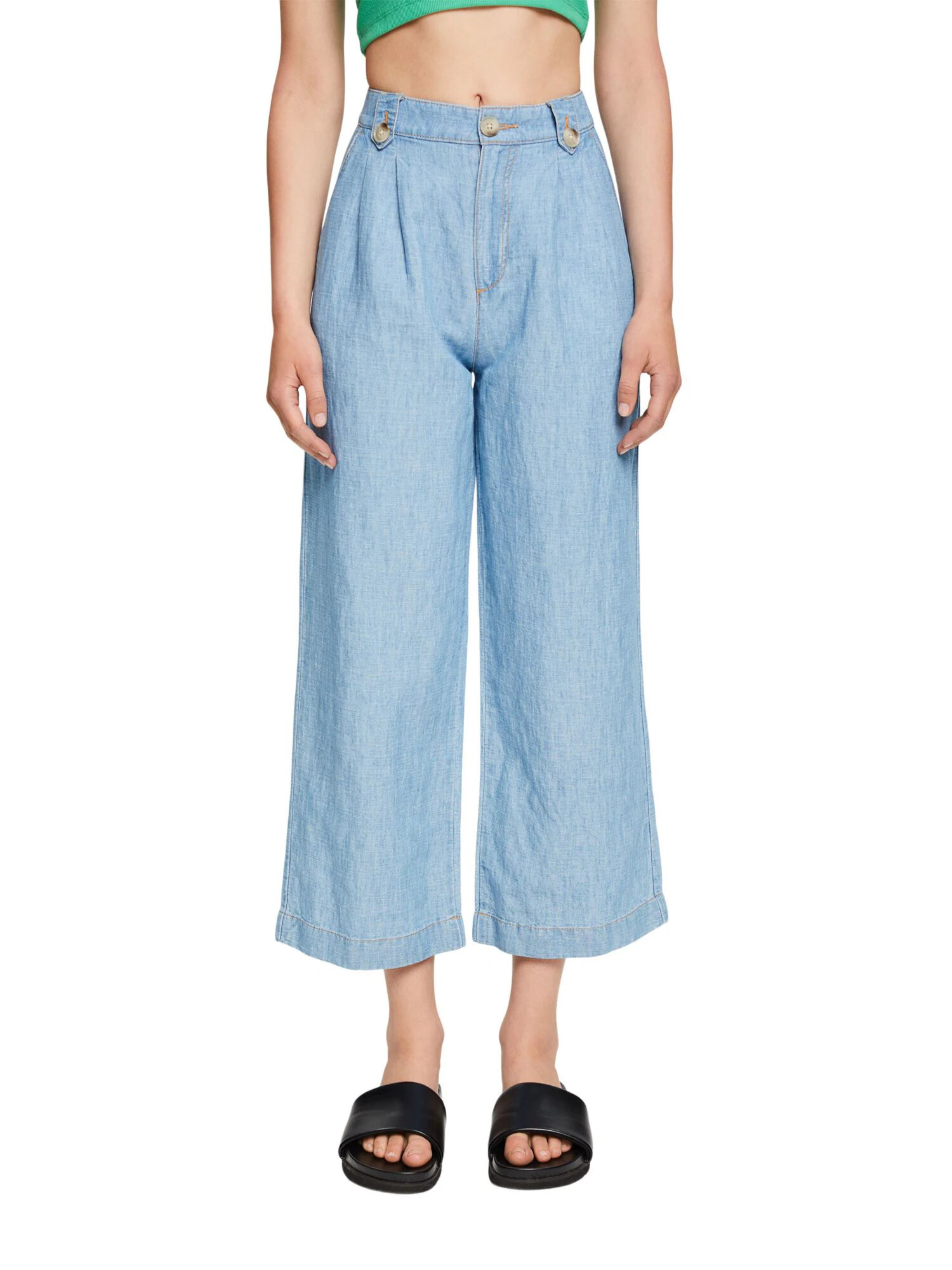 ESPRIT Pantaloni cu cute albastru denim - Pled.ro