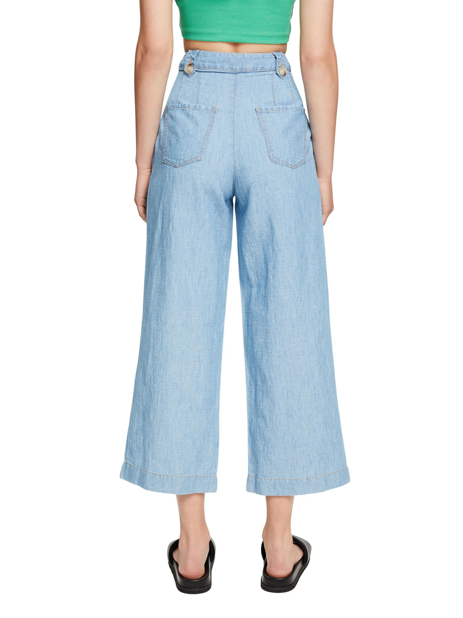 ESPRIT Pantaloni cu cute albastru denim - Pled.ro