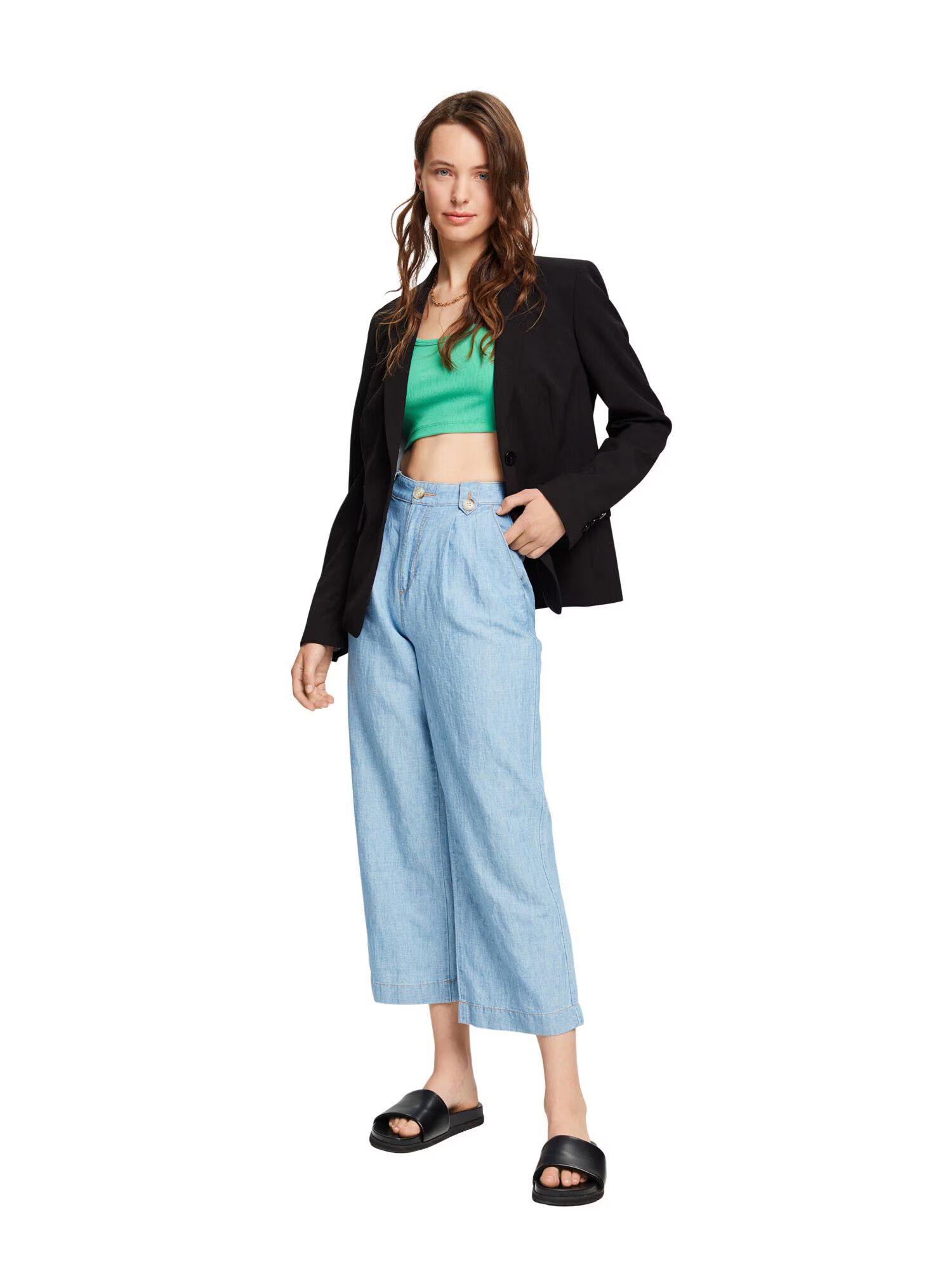 ESPRIT Pantaloni cu cute albastru denim - Pled.ro