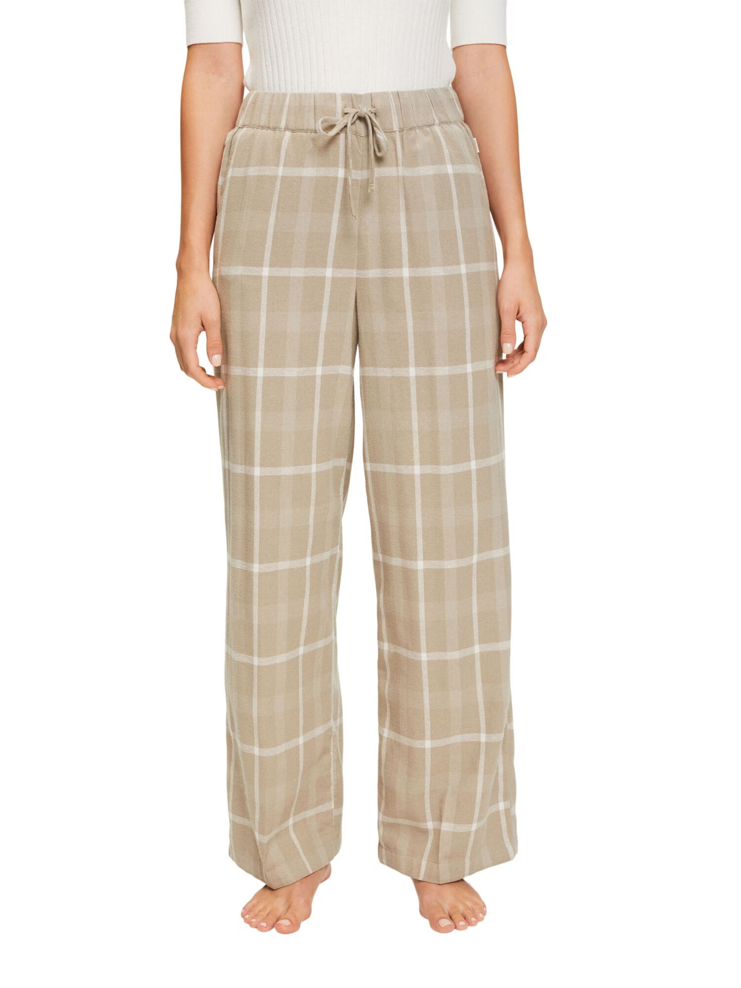 ESPRIT Pantaloni de pijama bej / alb - Pled.ro