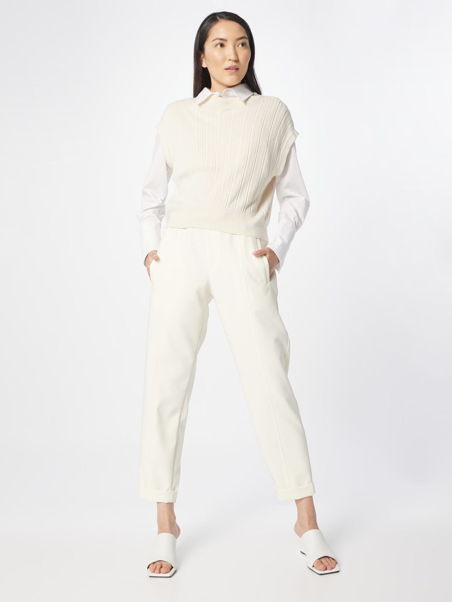 ESPRIT Pantaloni 'Munich' alb natural - Pled.ro