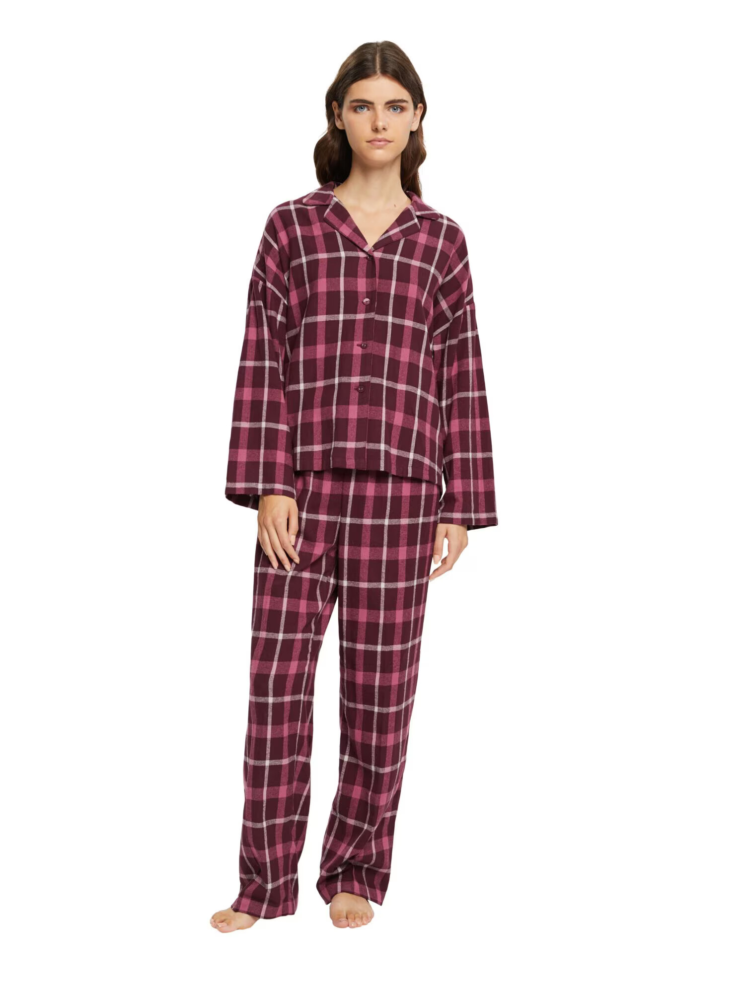 ESPRIT Pijama lila / mov zmeură / alb - Pled.ro