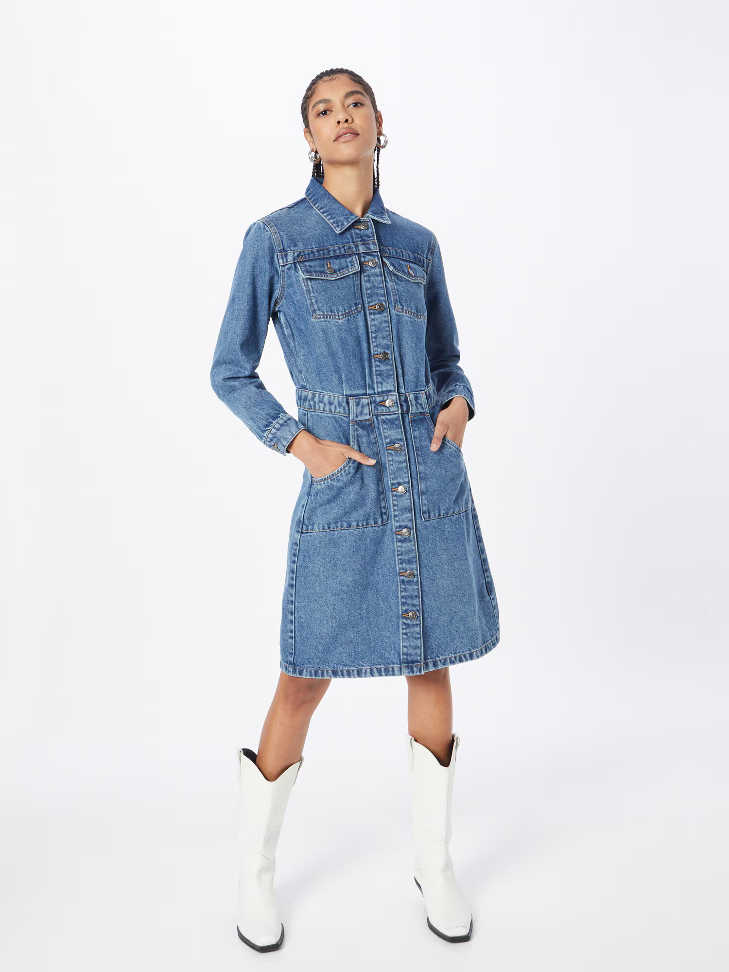 ESPRIT Rochie tip bluză albastru denim - Pled.ro